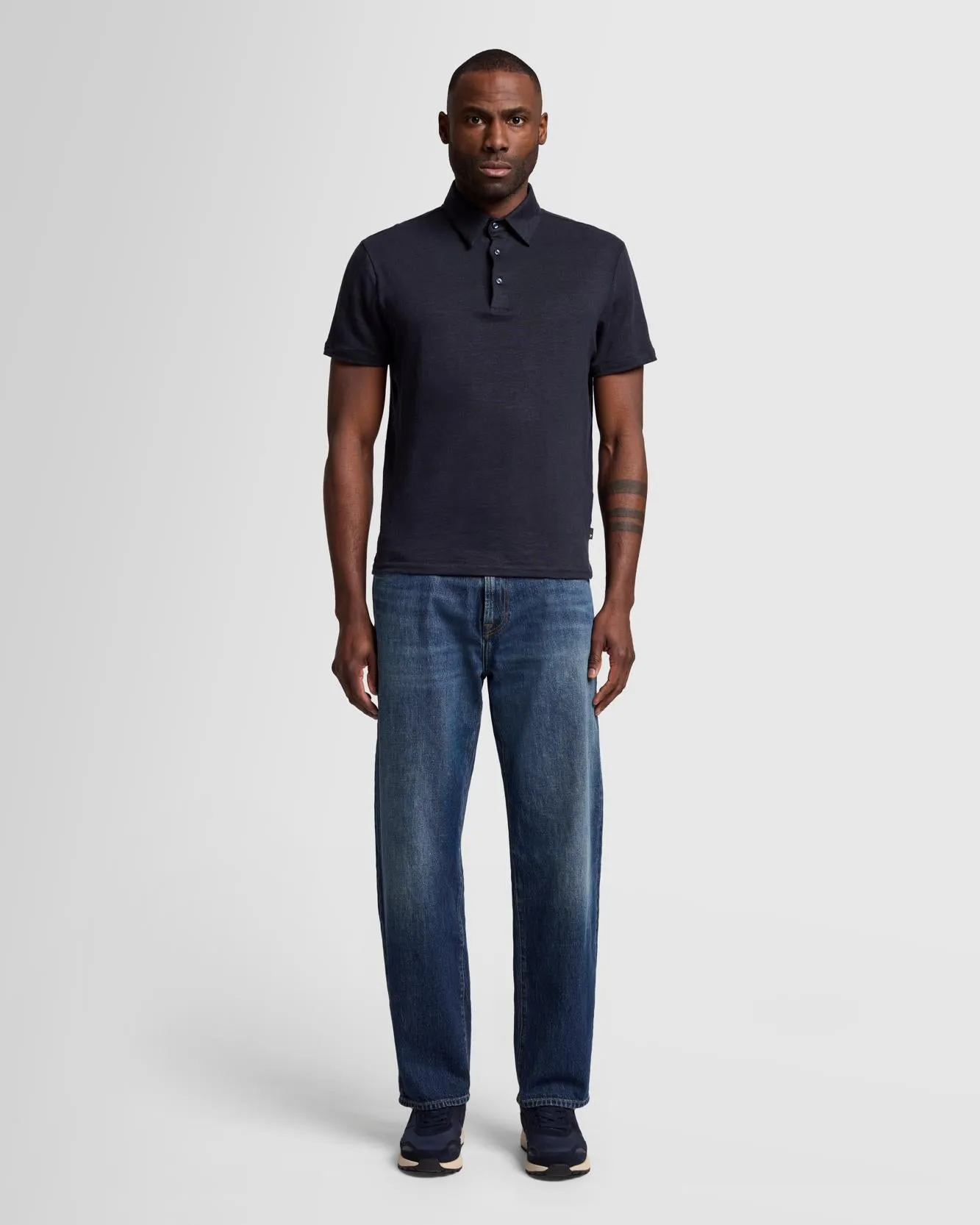 Linen Blend Polo in Ocean Floor sold by 7 For All Mankind product image thumbnail 2