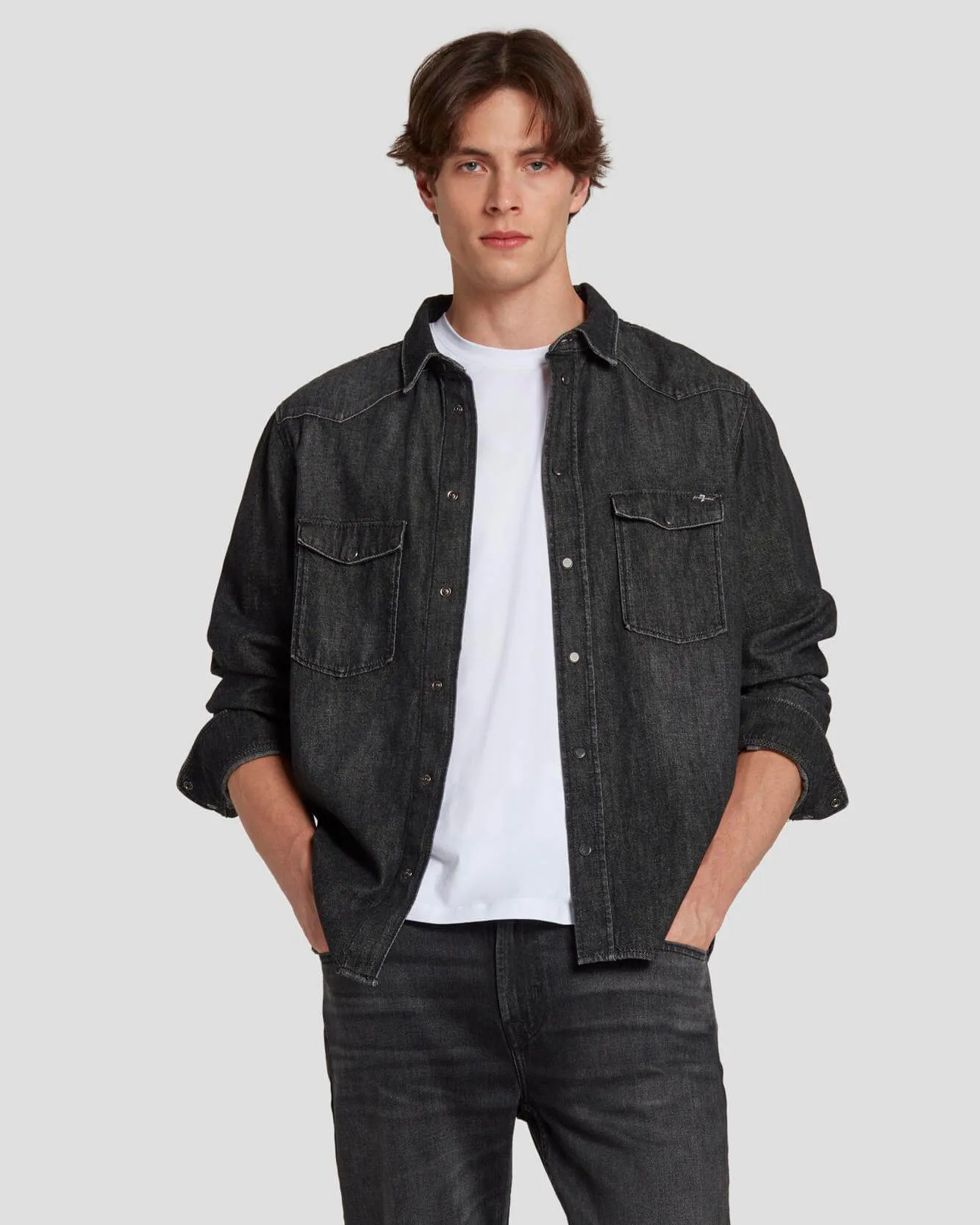 Western Denim Shirt in Shake Out sold by 7 For All Mankind product image thumbnail 2