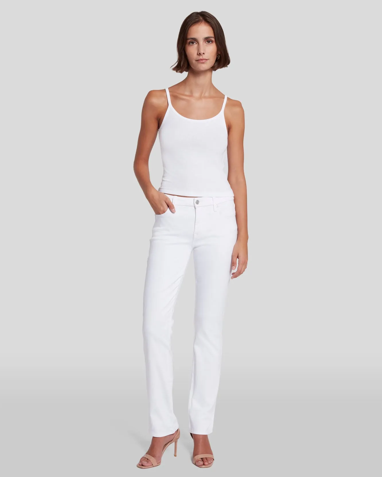 Slim Illusion Kimmie Straight in Luxe White sold by 7 For All Mankind