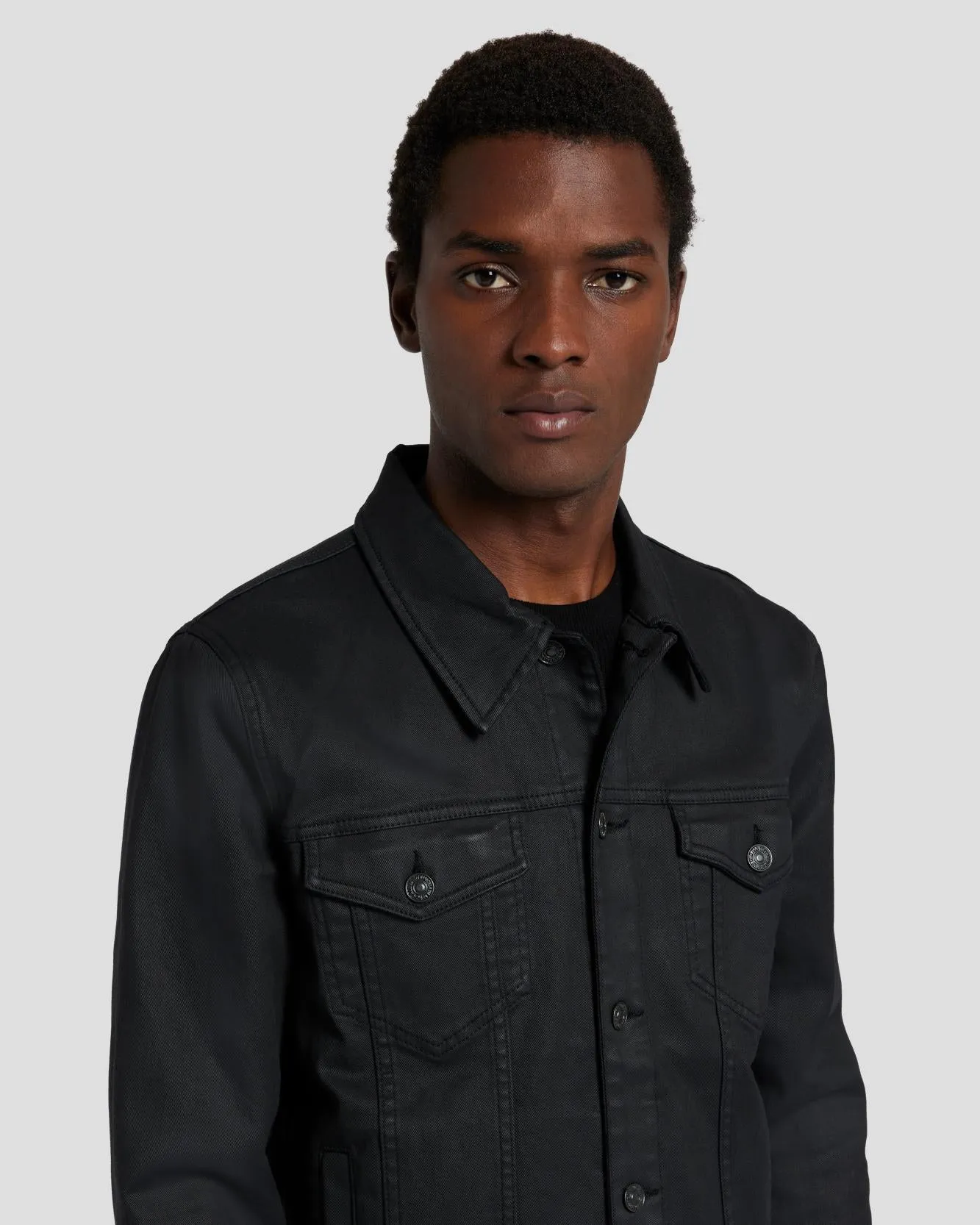 Perfect Trucker Jacket in Coated Black sold by 7 For All Mankind product image thumbnail 3
