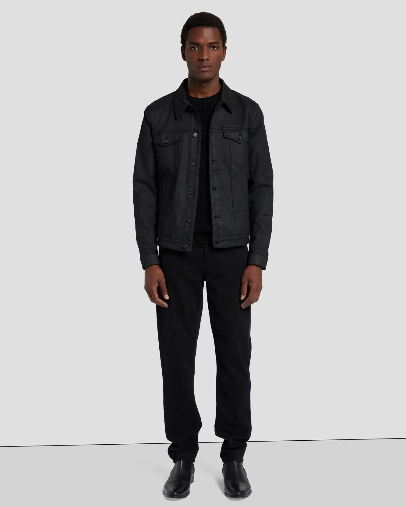 Perfect Trucker Jacket in Coated Black sold by 7 For All Mankind product image thumbnail 2