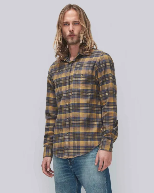 Check Plaid Shirt in Yellow And Blue Plaid sold by 7 For All Mankind
