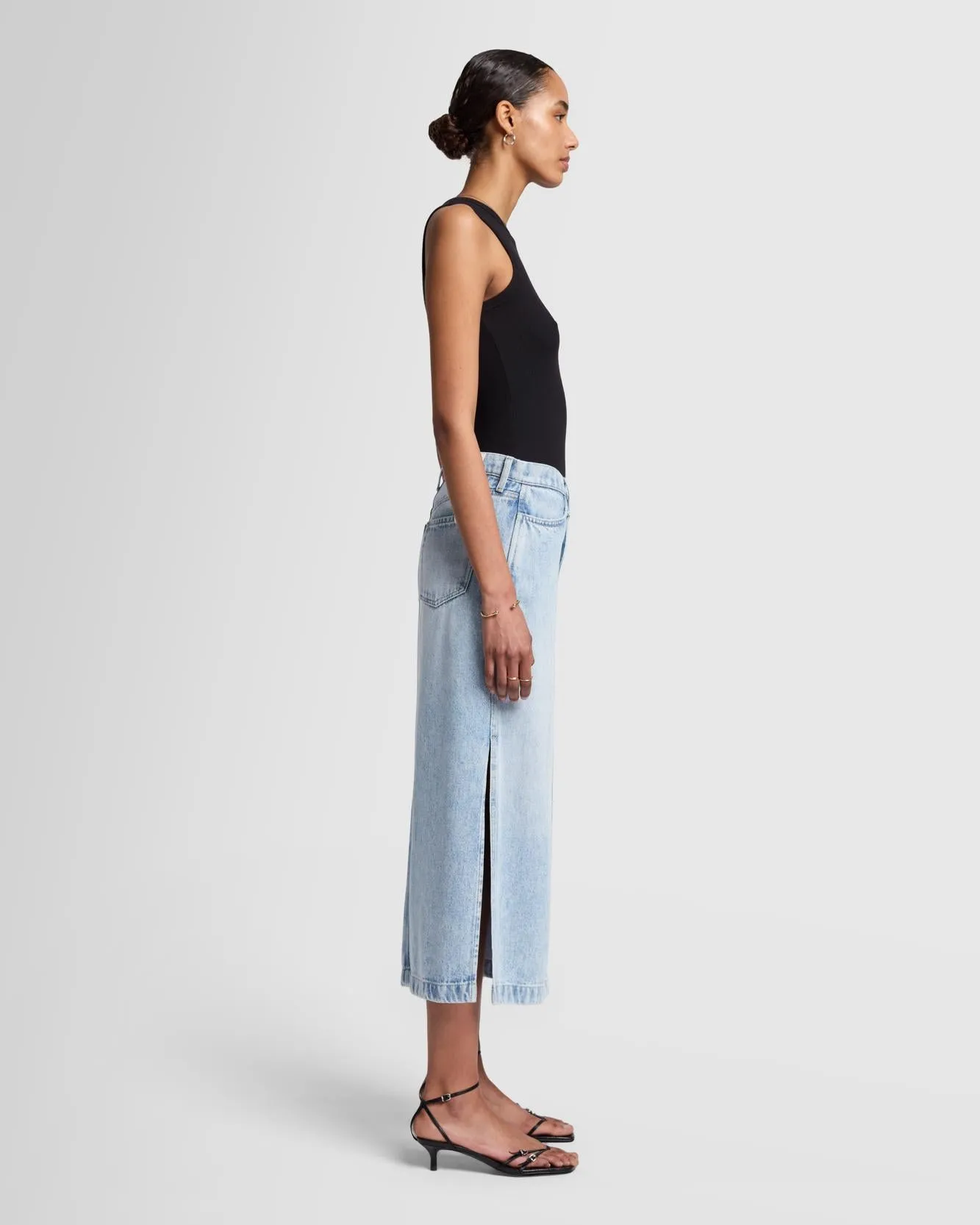 Denim Lustre Midi Skirt in Abyss sold by 7 For All Mankind product image thumbnail 2