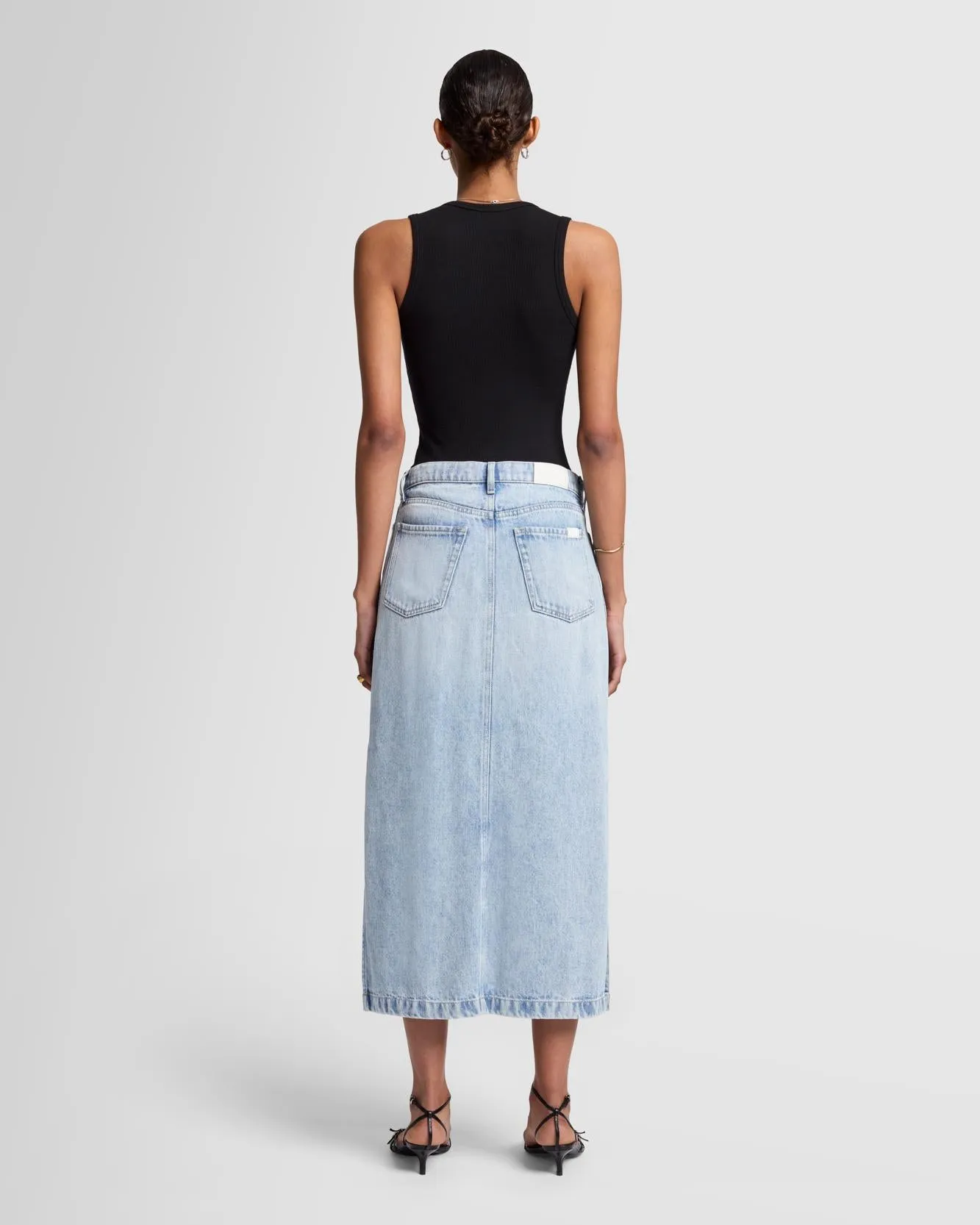 Denim Lustre Midi Skirt in Abyss sold by 7 For All Mankind product image thumbnail 3