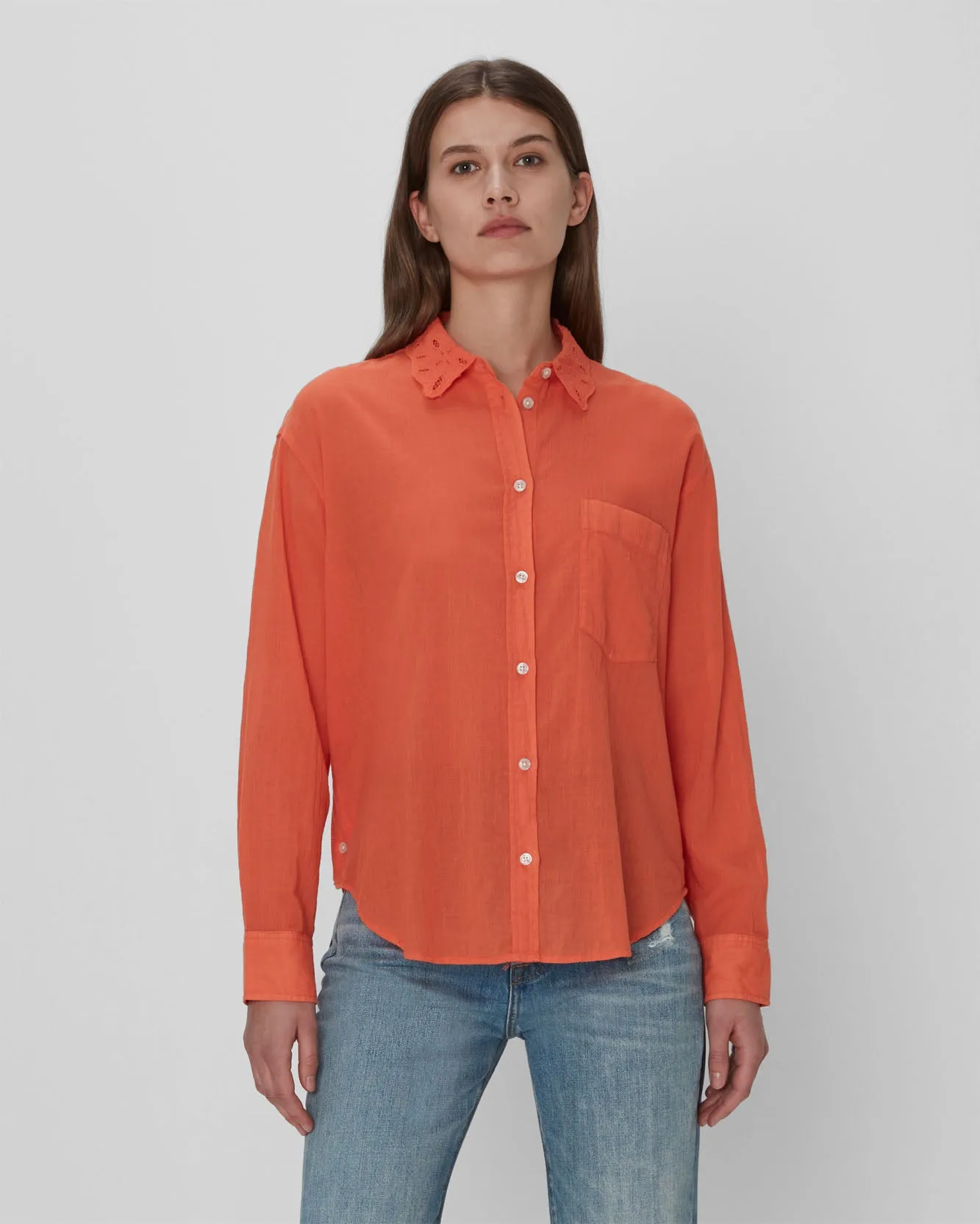 Eyelet Classic Shirt In Tigerlily sold by 7 For All Mankind