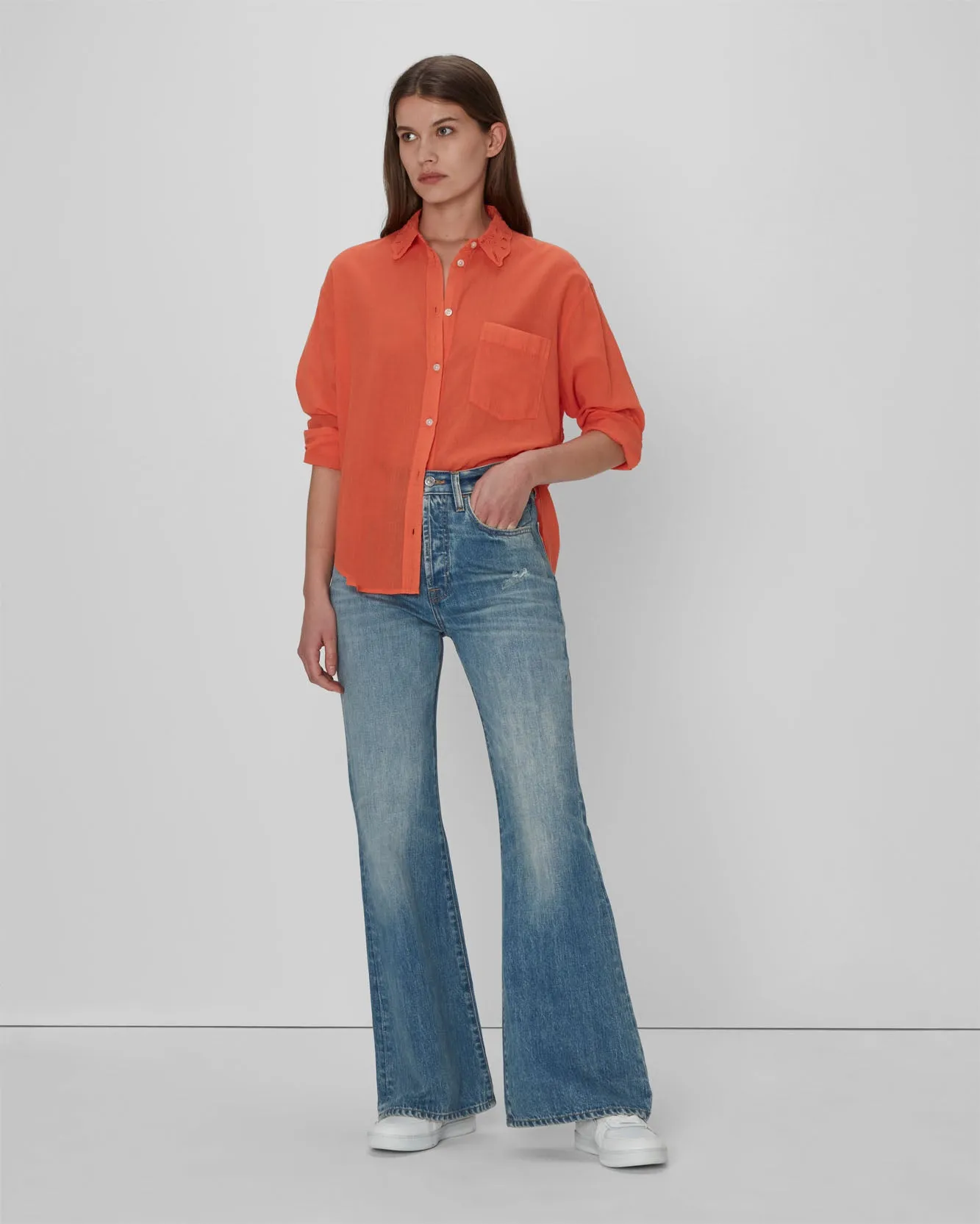 Eyelet Classic Shirt In Tigerlily sold by 7 For All Mankind product image thumbnail 4