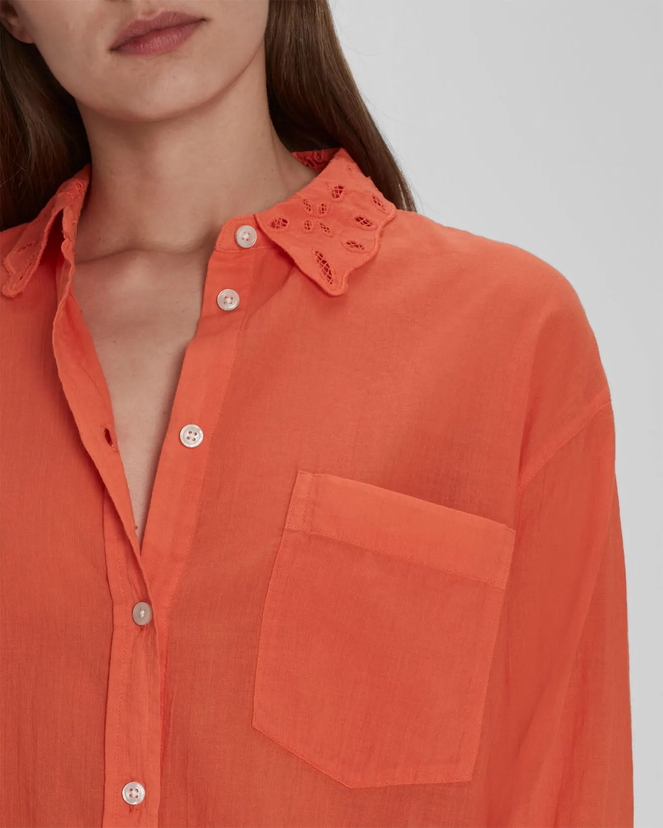Eyelet Classic Shirt In Tigerlily sold by 7 For All Mankind product image thumbnail 2