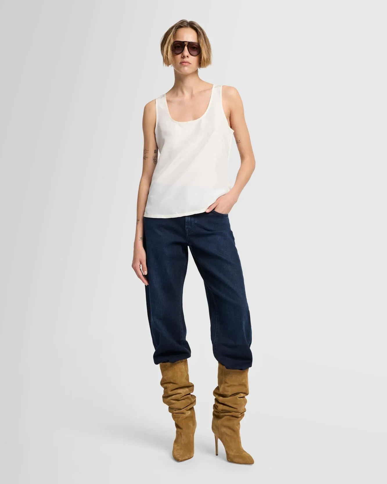 Silk Relaxed Tank in Vintage White sold by 7 For All Mankind product image thumbnail 2