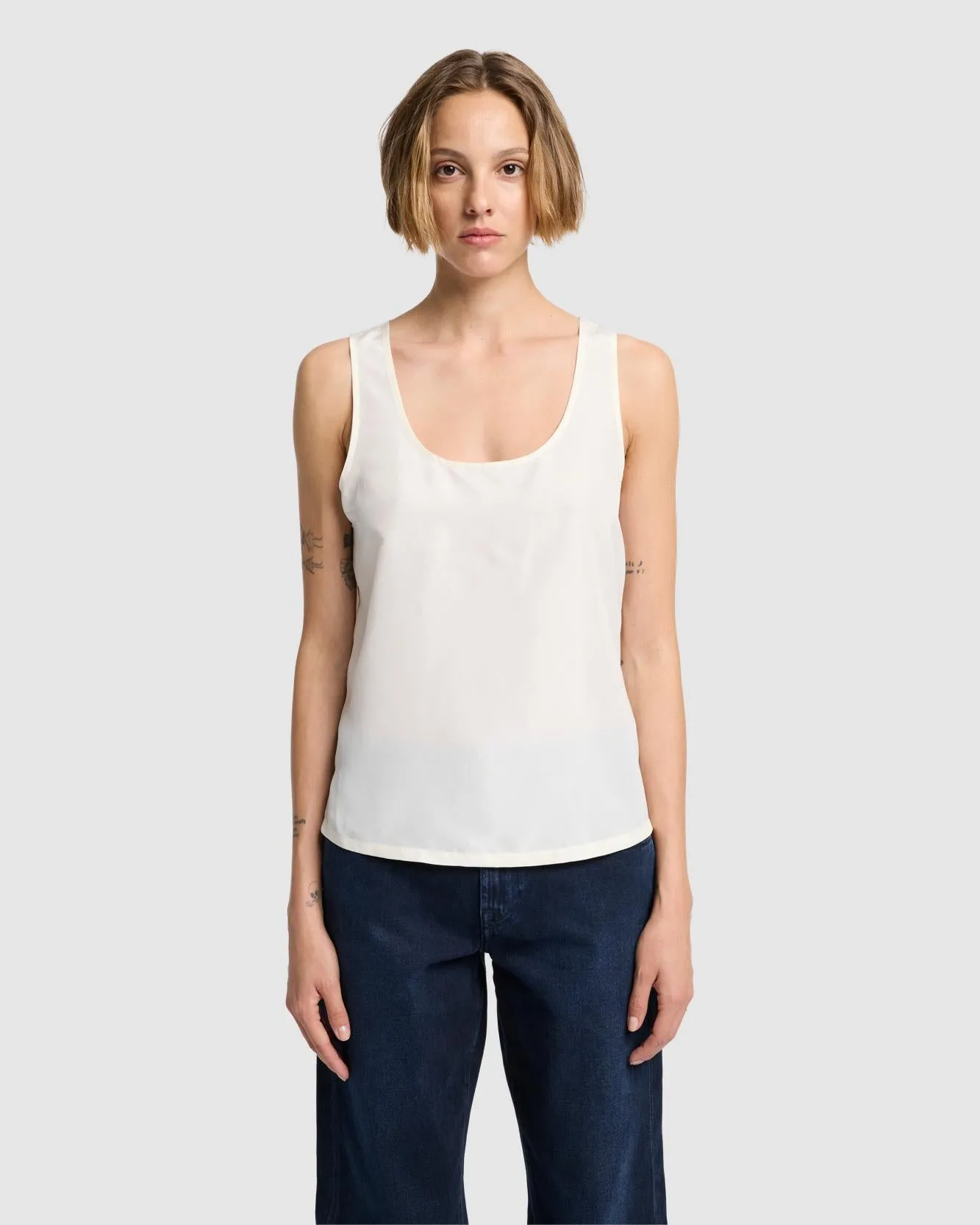 Silk Relaxed Tank in Vintage White sold by 7 For All Mankind