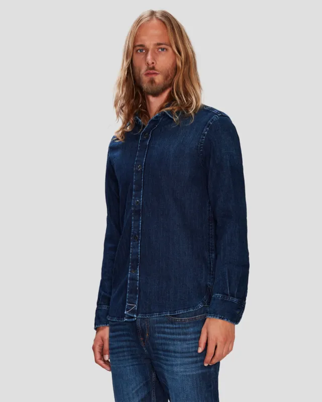 Airweft Button Up Shirt in Malibu sold by 7 For All Mankind