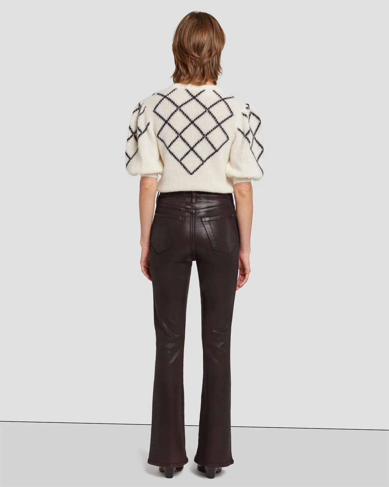 Tailorless UHR Skinny Boot in Coated Chocolate sold by 7 For All Mankind product image thumbnail 4