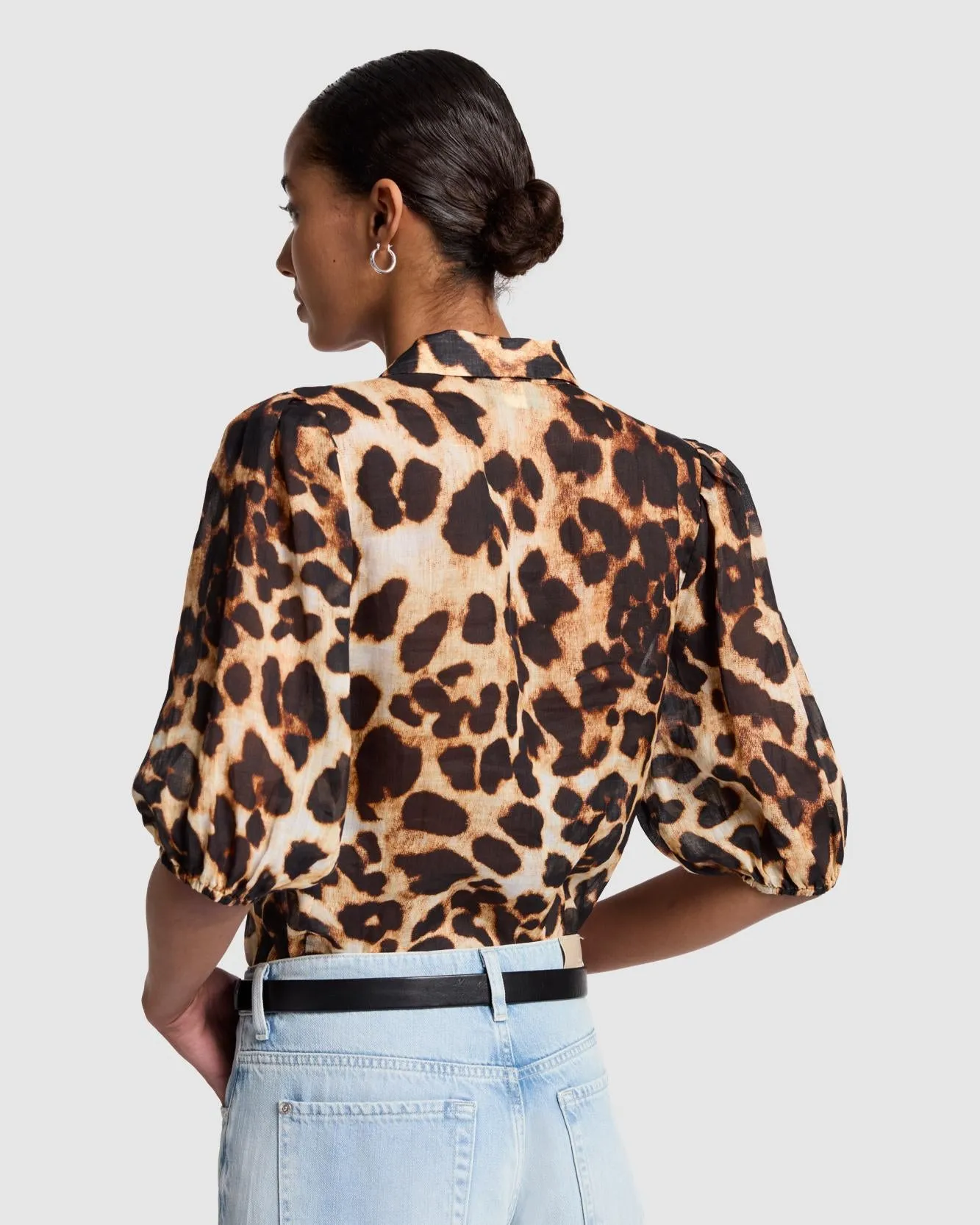 Puff Sleeve Blouse in Leopard sold by 7 For All Mankind product image thumbnail 3