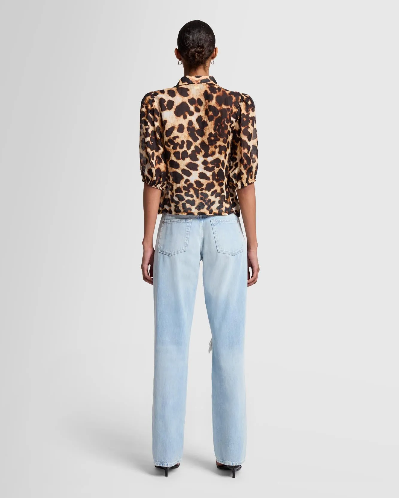 Puff Sleeve Blouse in Leopard sold by 7 For All Mankind product image thumbnail 4