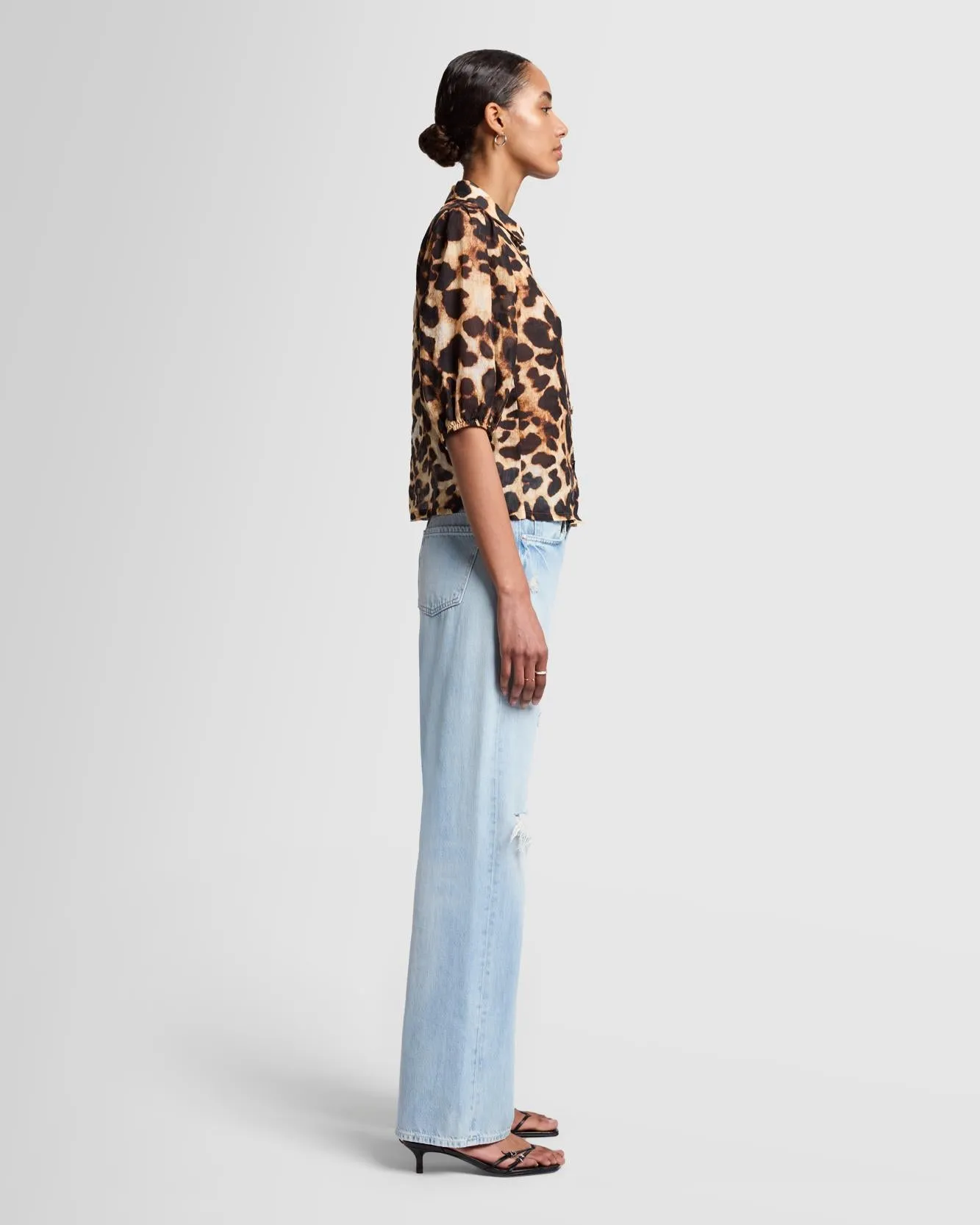 Puff Sleeve Blouse in Leopard sold by 7 For All Mankind product image thumbnail 5