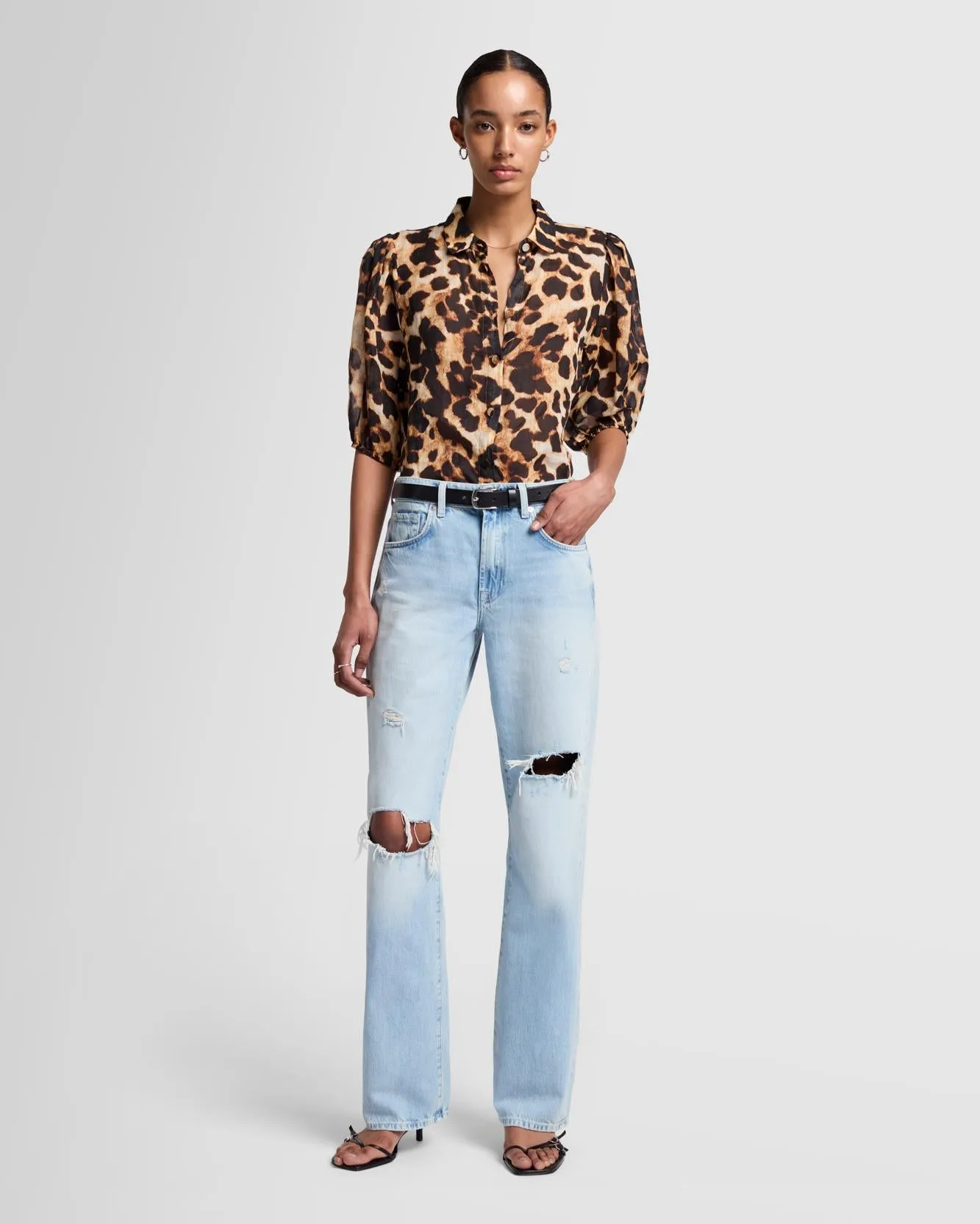 Puff Sleeve Blouse in Leopard sold by 7 For All Mankind product image thumbnail 2