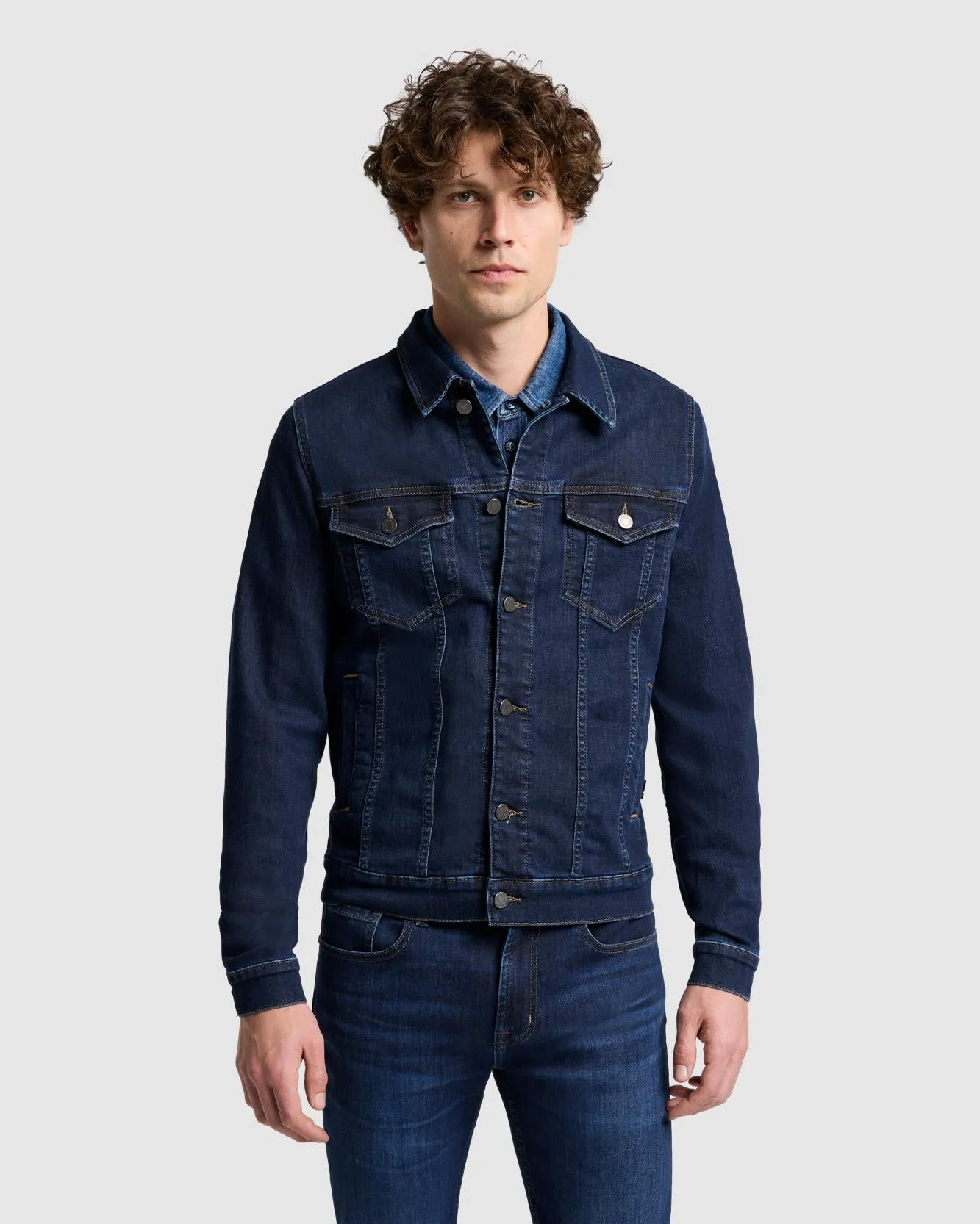Luxe Performance Perfect Trucker Jacket in Maestro sold by 7 For All Mankind product image thumbnail 5