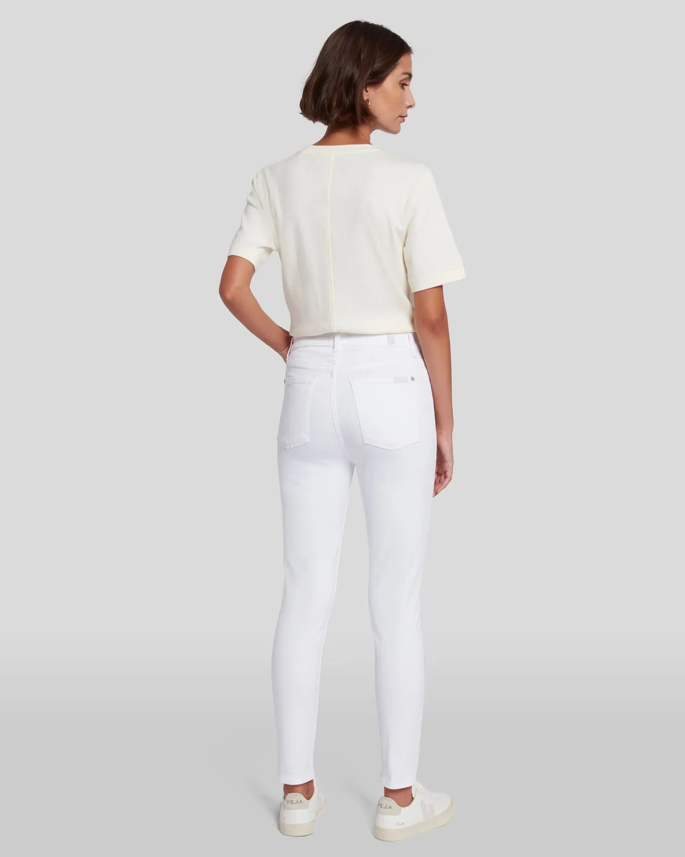 Slim Illusion High Waist Ankle Skinny in Luxe White sold by 7 For All Mankind product image thumbnail 4