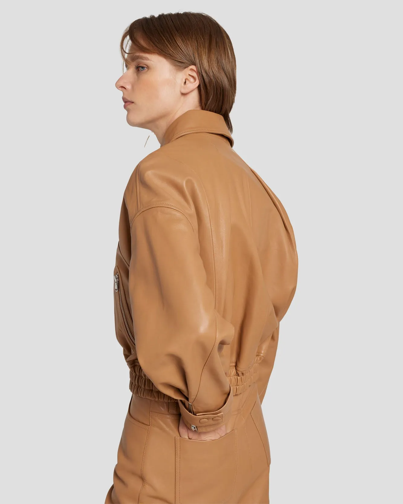 Leather Moto Jacket in Brown Sugar sold by 7 For All Mankind product image thumbnail 5