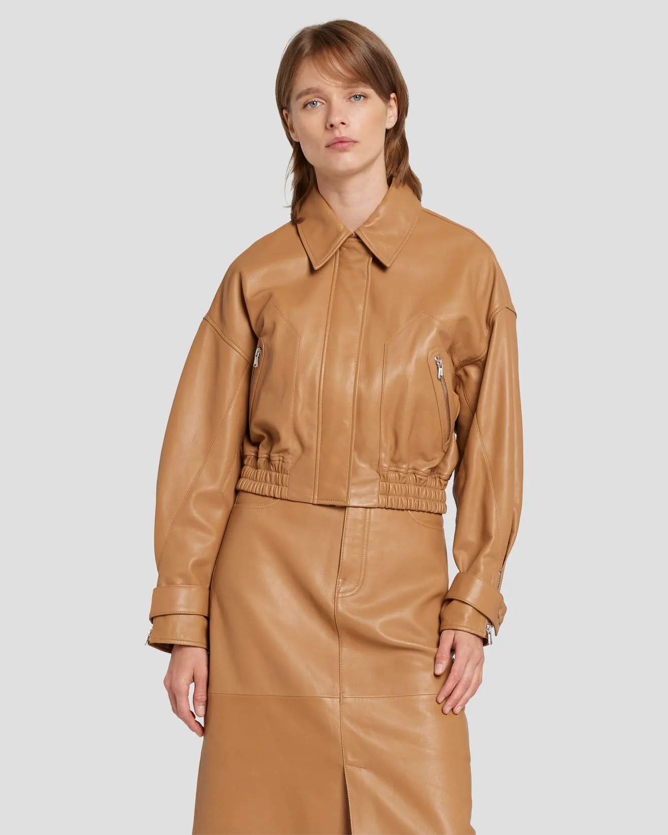 Leather Moto Jacket in Brown Sugar sold by 7 For All Mankind product image thumbnail 2