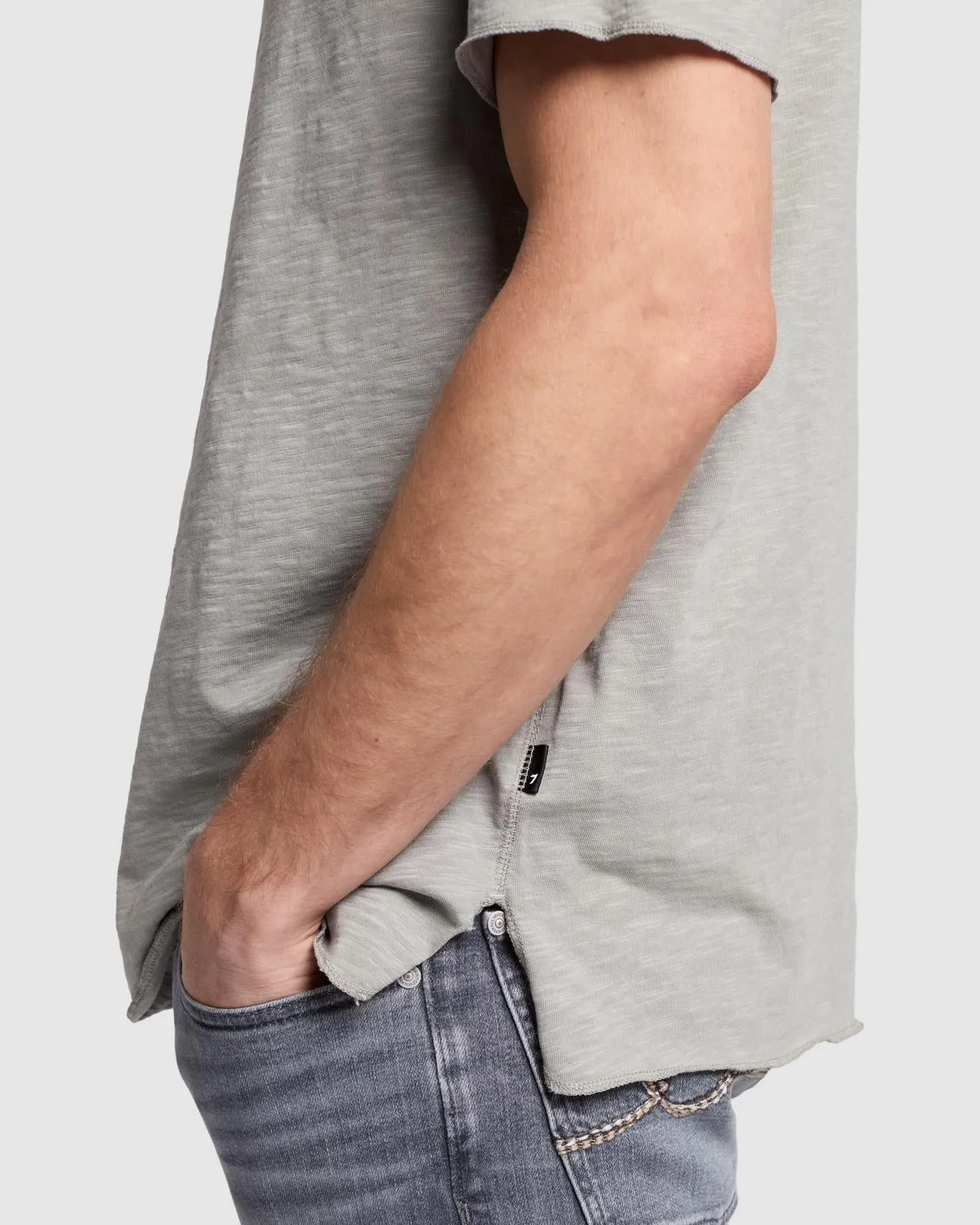 Short Sleeve Slub Henley in Sea Stone sold by 7 For All Mankind product image thumbnail 5