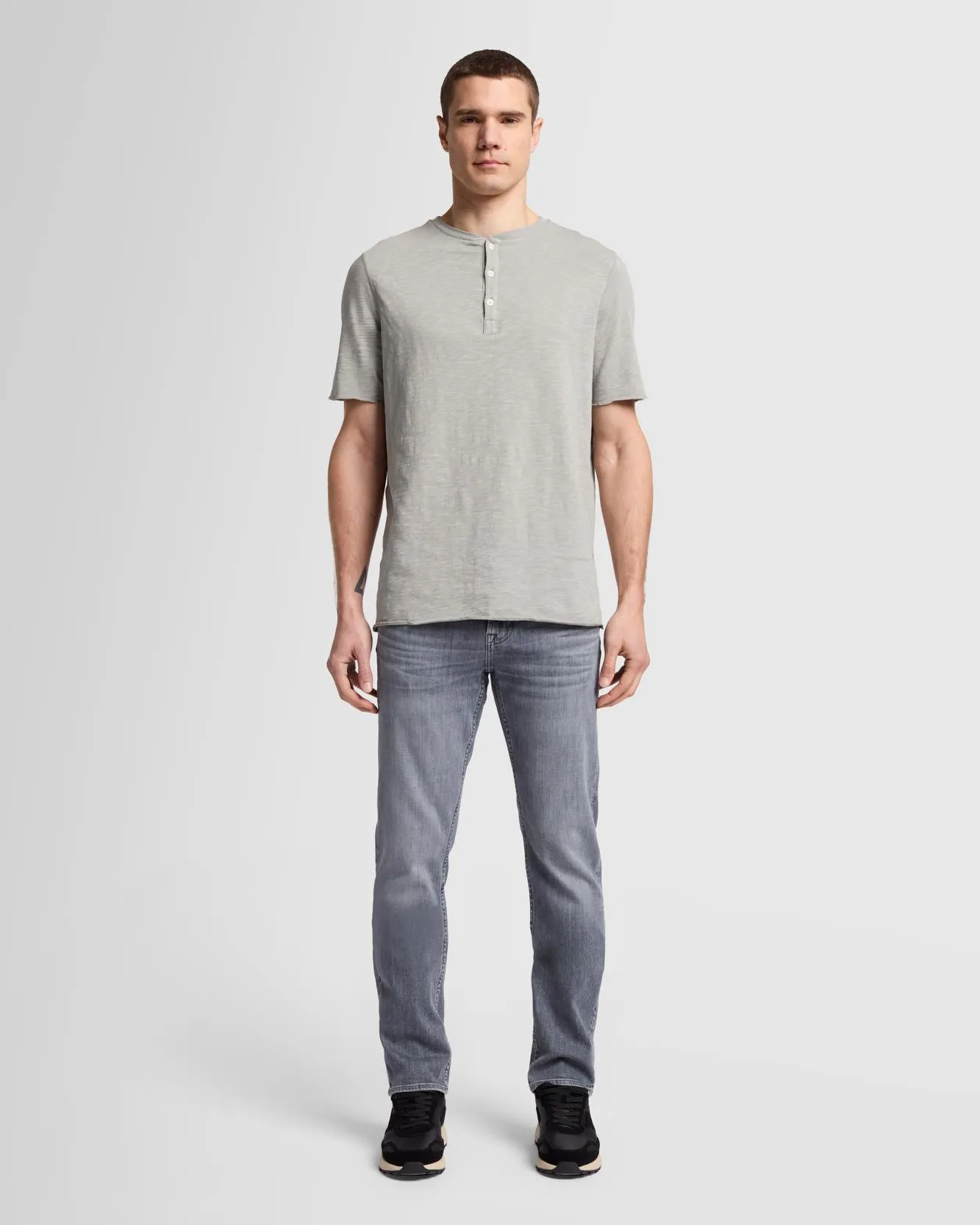 Short Sleeve Slub Henley in Sea Stone sold by 7 For All Mankind product image thumbnail 2