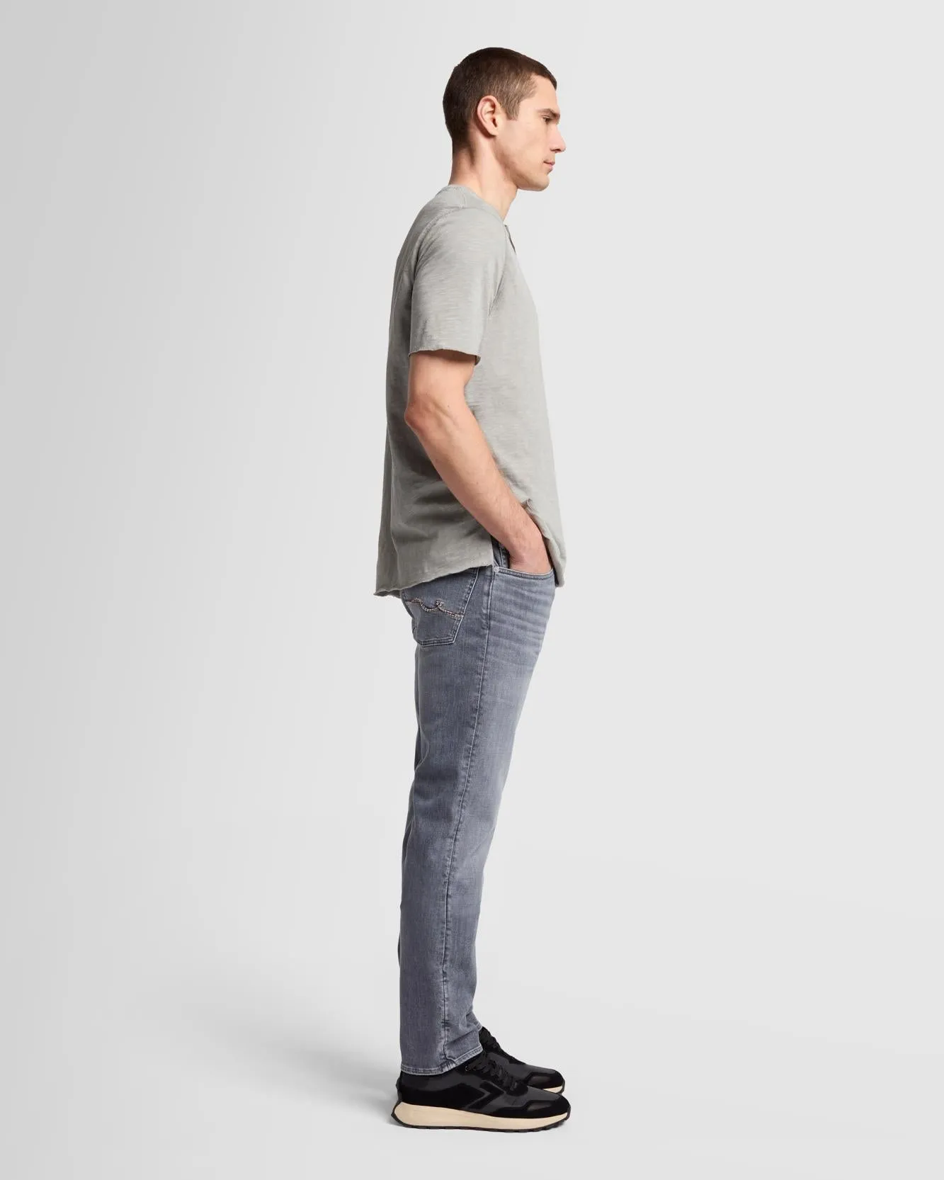 Short Sleeve Slub Henley in Sea Stone sold by 7 For All Mankind product image thumbnail 3