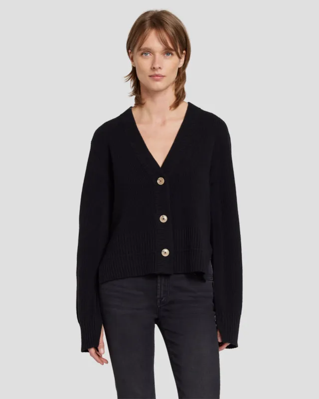 Cashmere Cardigan in Black sold by 7 For All Mankind