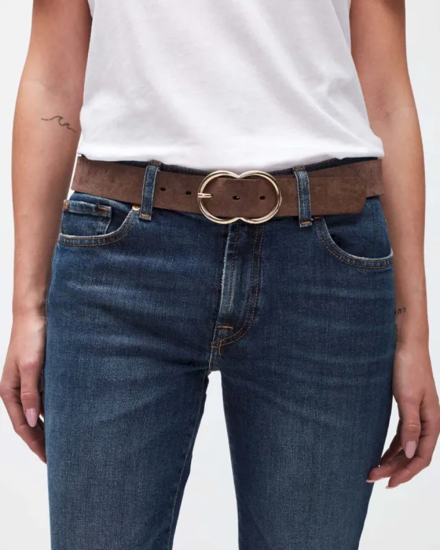 Infinity Suede Belt in Brown sold by 7 For All Mankind