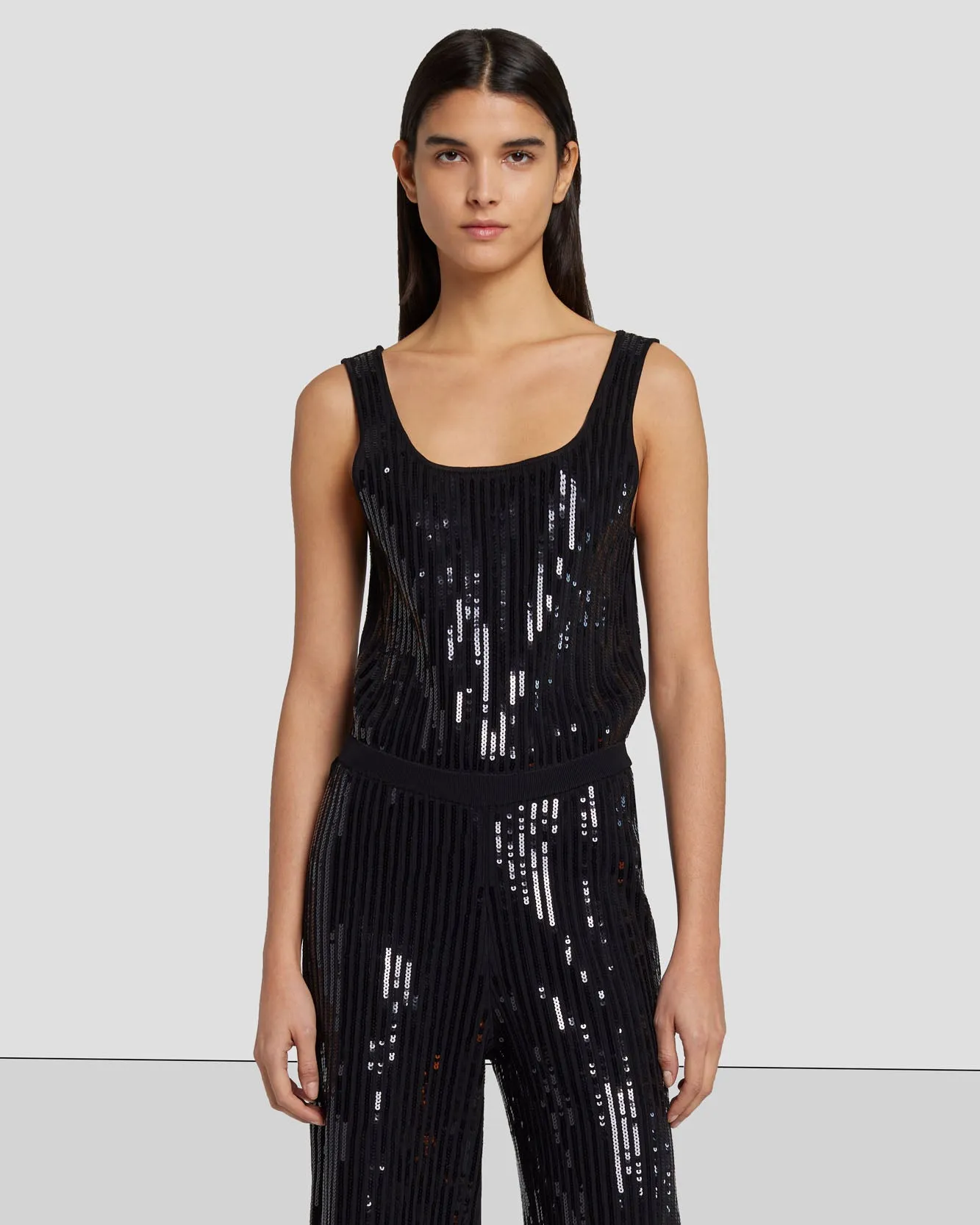 Sequin Wide Leg Knit Jumpsuit in Black sold by 7 For All Mankind product image thumbnail 2