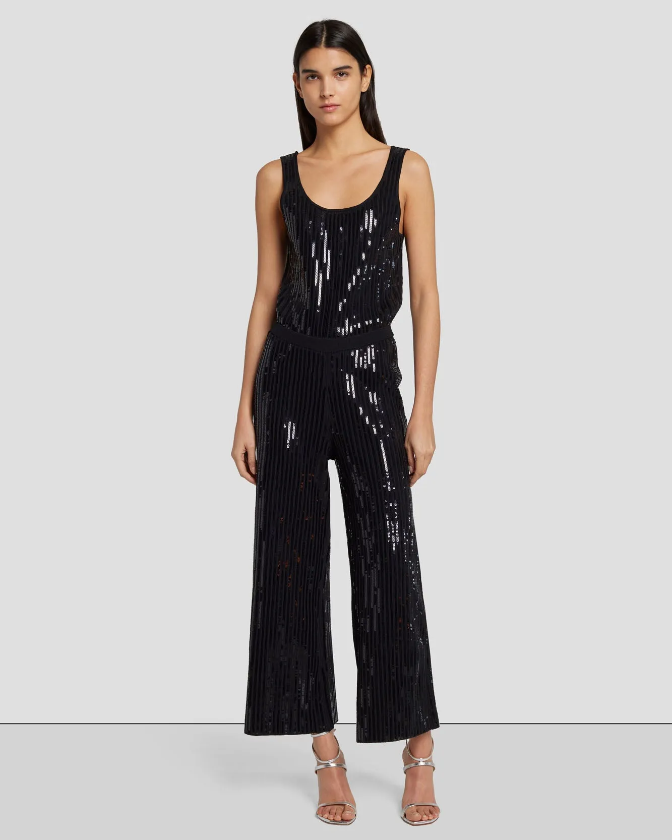 Sequin Wide Leg Knit Jumpsuit in Black sold by 7 For All Mankind