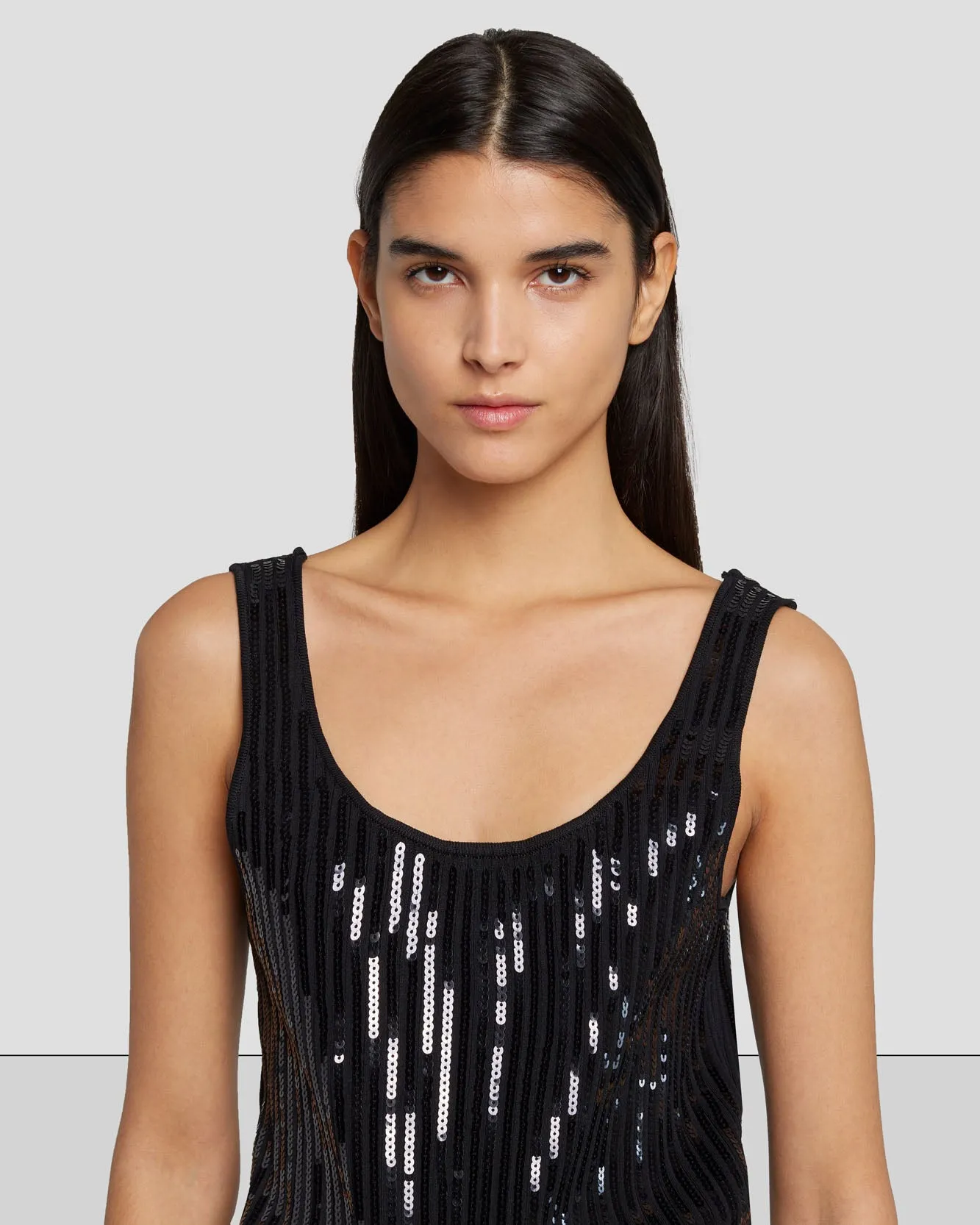 Sequin Wide Leg Knit Jumpsuit in Black sold by 7 For All Mankind product image thumbnail 3