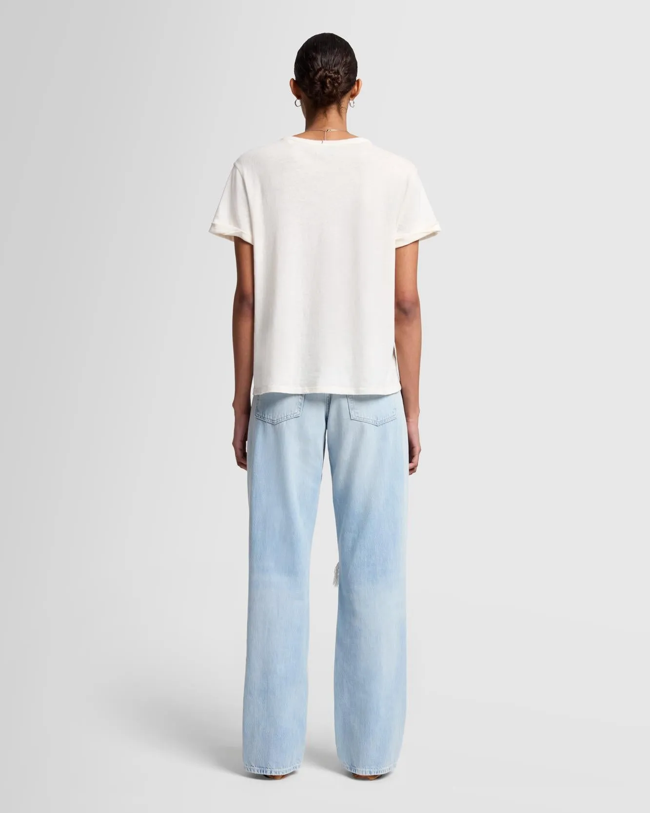 Linen Blend Tee in White sold by 7 For All Mankind product image thumbnail 4