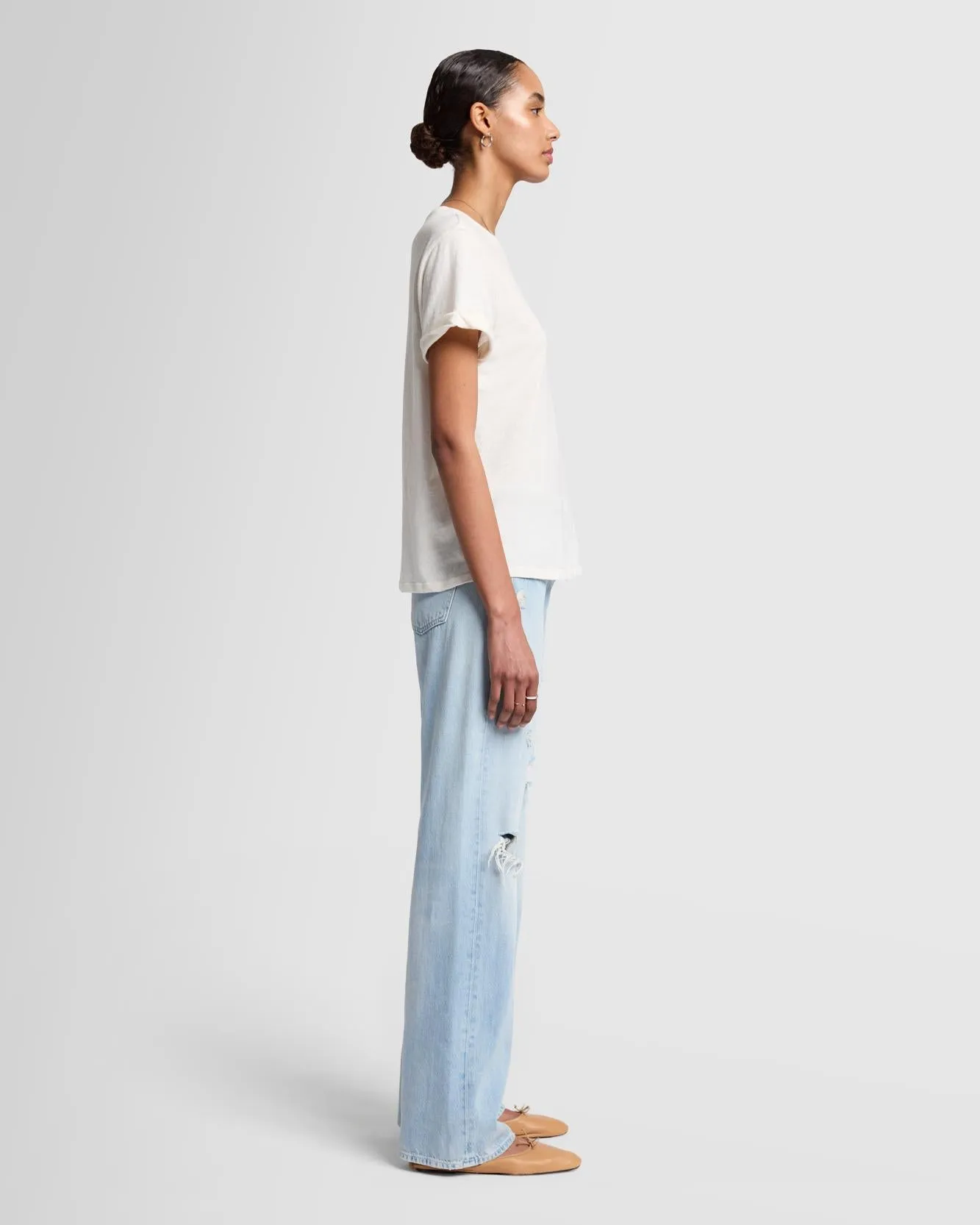 Linen Blend Tee in White sold by 7 For All Mankind product image thumbnail 5