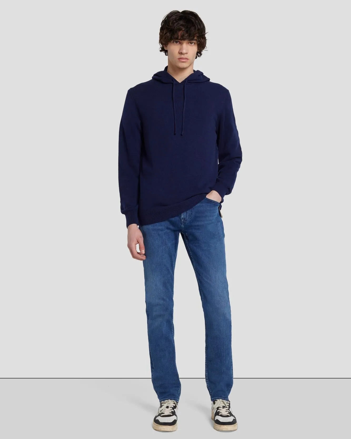 Cashmere Hoodie in Navy sold by 7 For All Mankind product image thumbnail 3