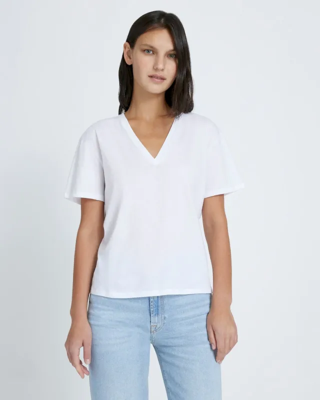 V-Neck Tee in White sold by 7 For All Mankind
