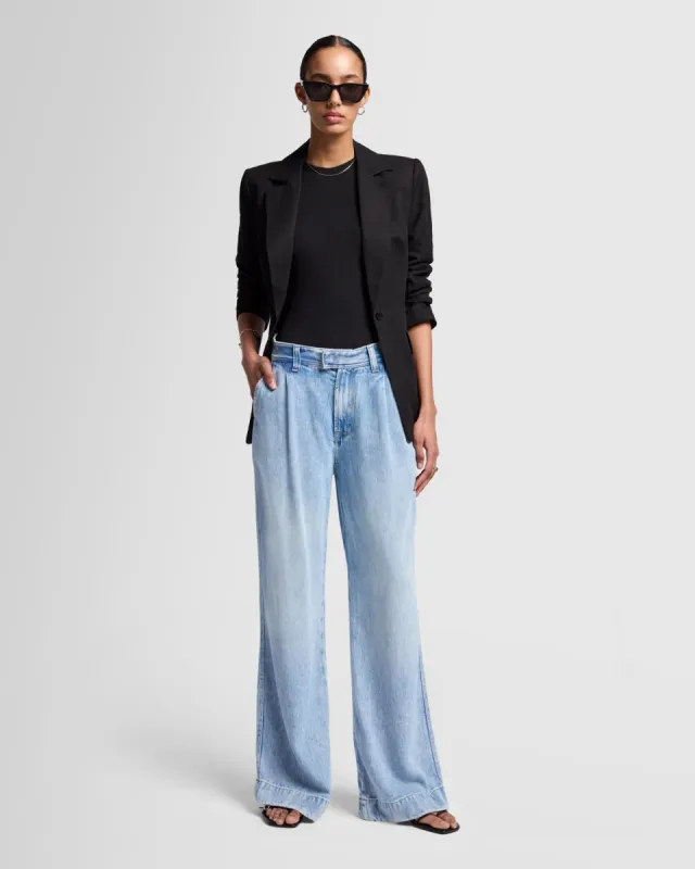 Denim Lustre Pleated Trouser in Abyss sold by 7 For All Mankind