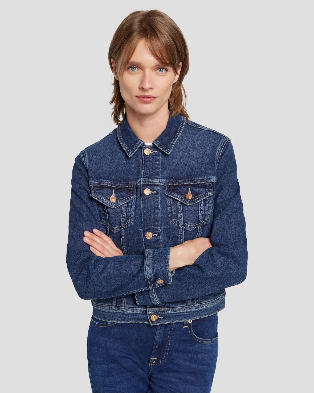 Luxe Vintage Classic Trucker Jacket in Deep Soul sold by 7 For All Mankind product image thumbnail 3