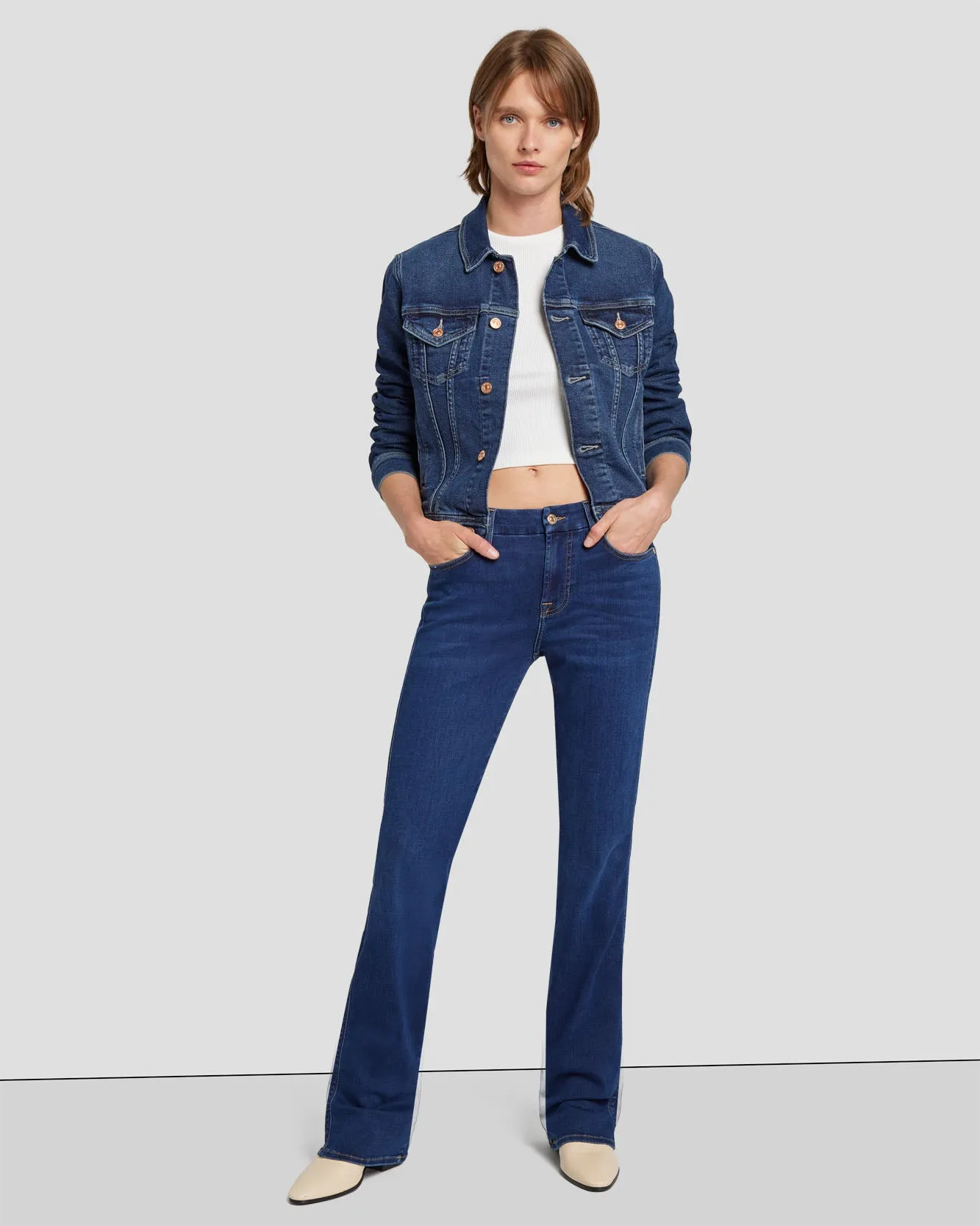 Luxe Vintage Classic Trucker Jacket in Deep Soul sold by 7 For All Mankind product image thumbnail 2