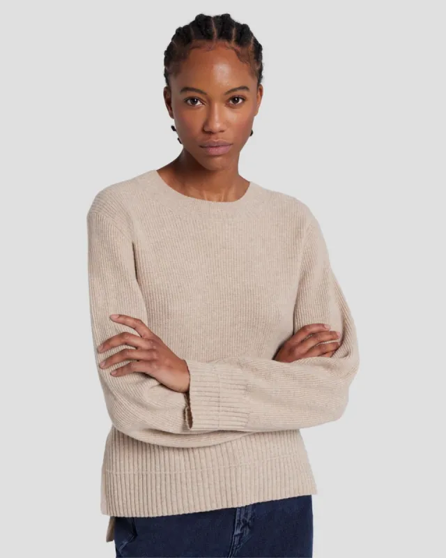 Cashmere Crewneck Sweater in Oatmeal sold by 7 For All Mankind