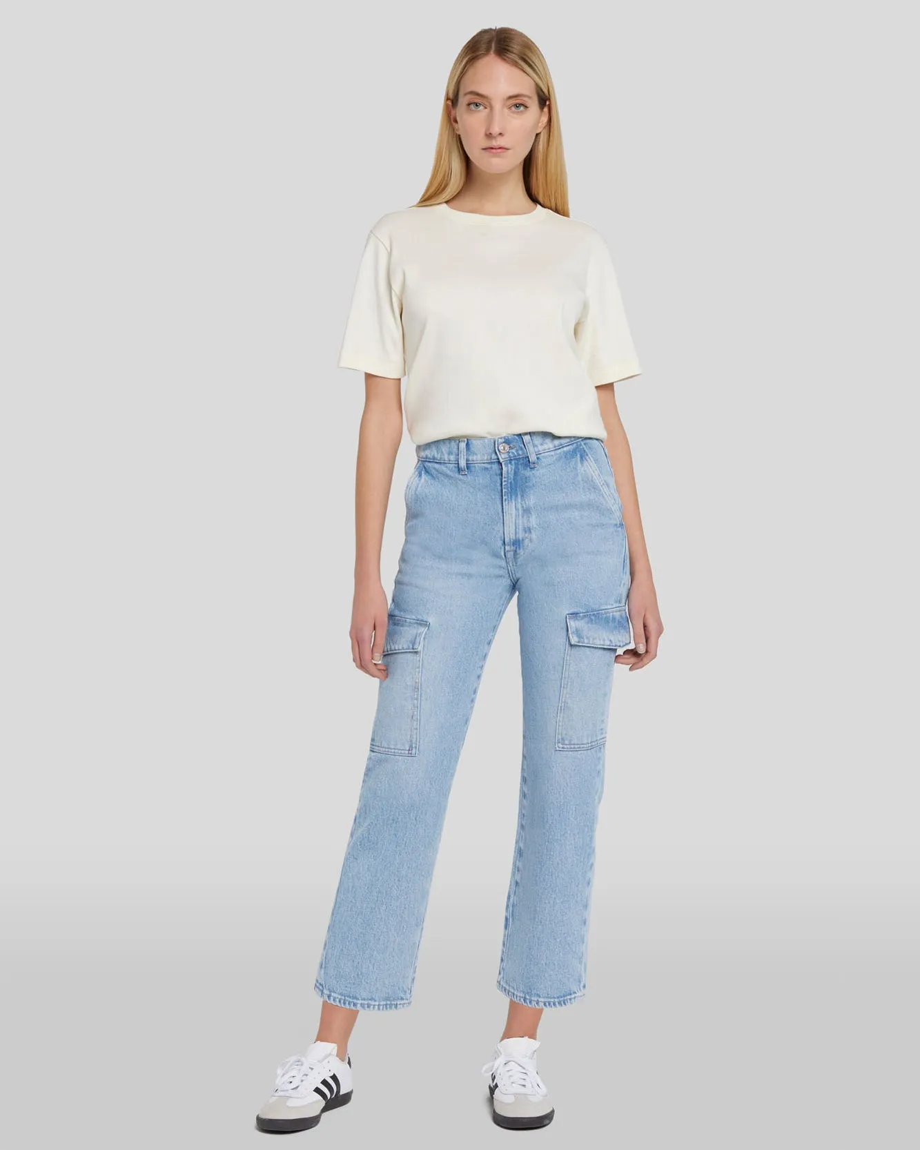 Logan Cropped Cargo Jean in Airwave sold by 7 For All Mankind