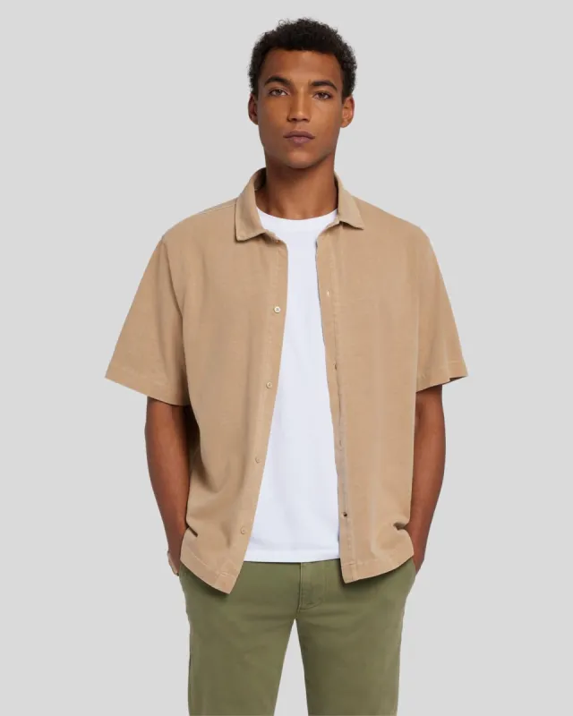 Button Down Mineral Dye Polo in Sand sold by 7 For All Mankind