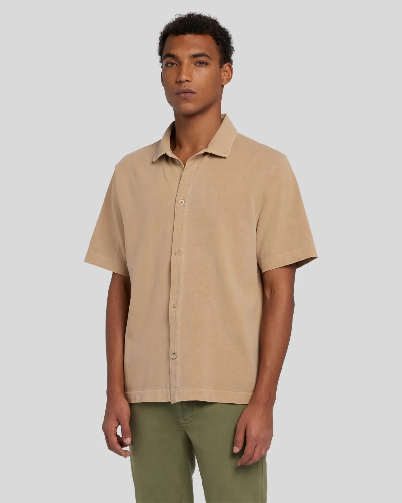 Button Down Mineral Dye Polo in Sand sold by 7 For All Mankind product image thumbnail 2