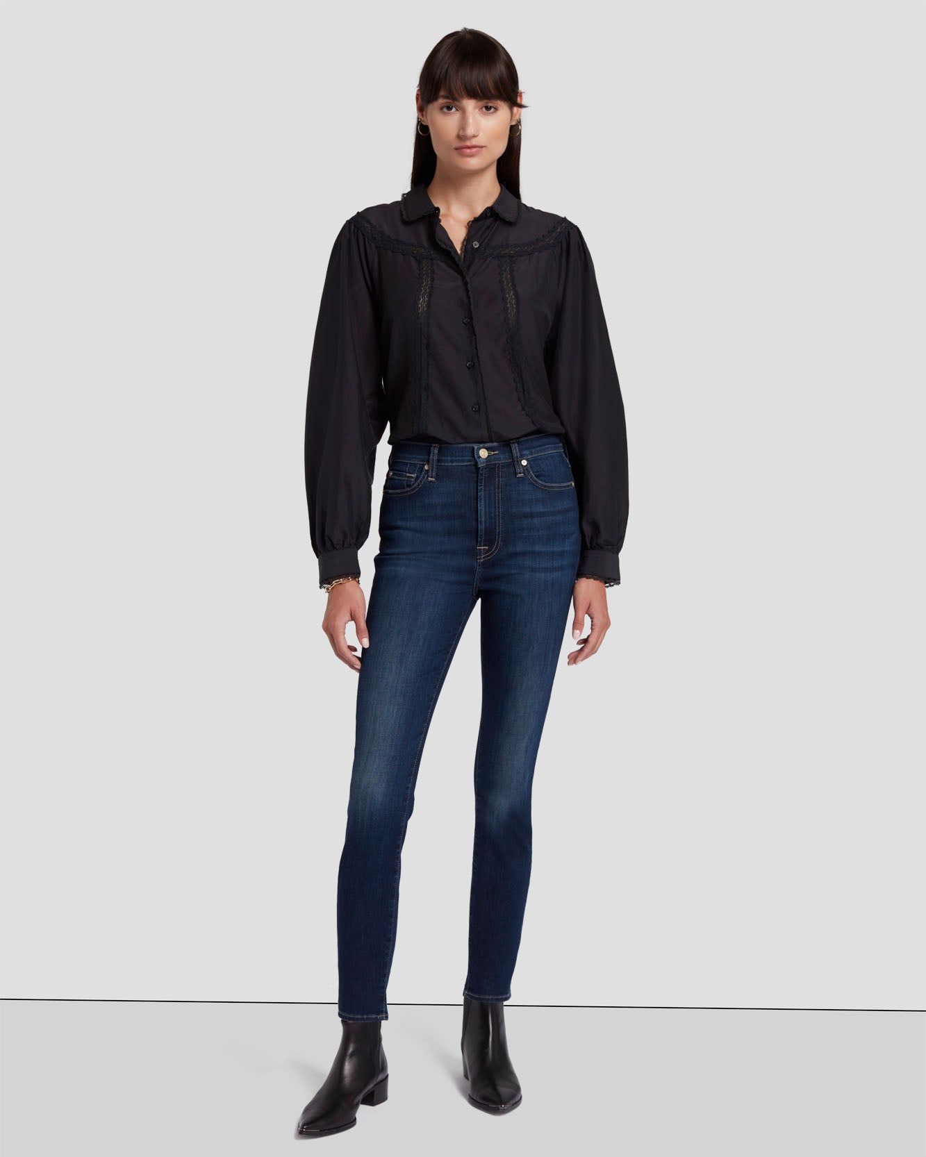 High Waist Ankle Skinny in Dian sold by 7 For All Mankind