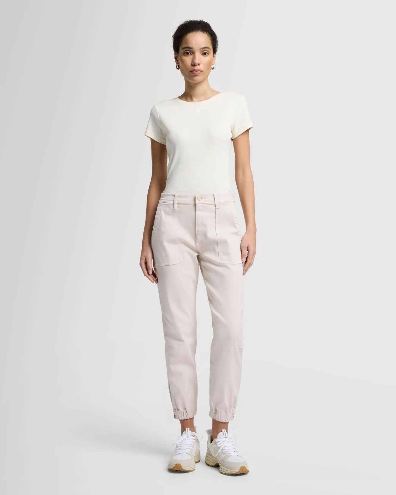 Darted Boyfriend Jogger in Coated Vintage White sold by 7 For All Mankind