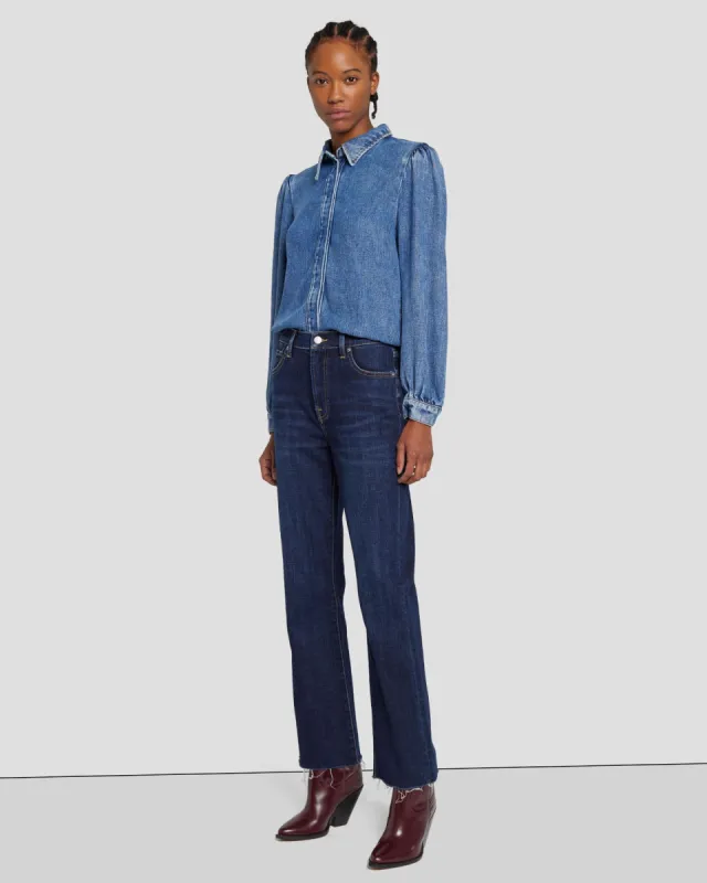 Broken Twill High Waist Slim Kick in Calix sold by 7 For All Mankind