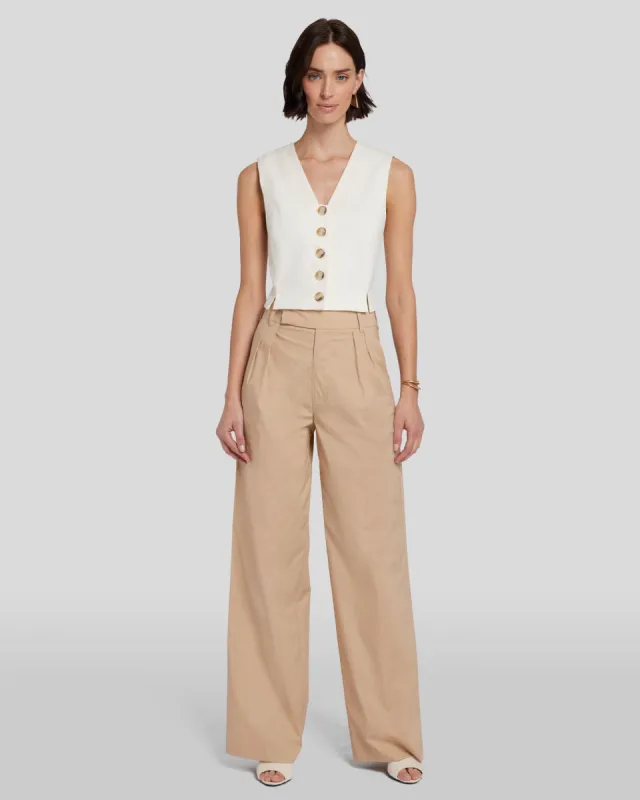 Pleated Poplin Trouser in Soft Camel sold by 7 For All Mankind