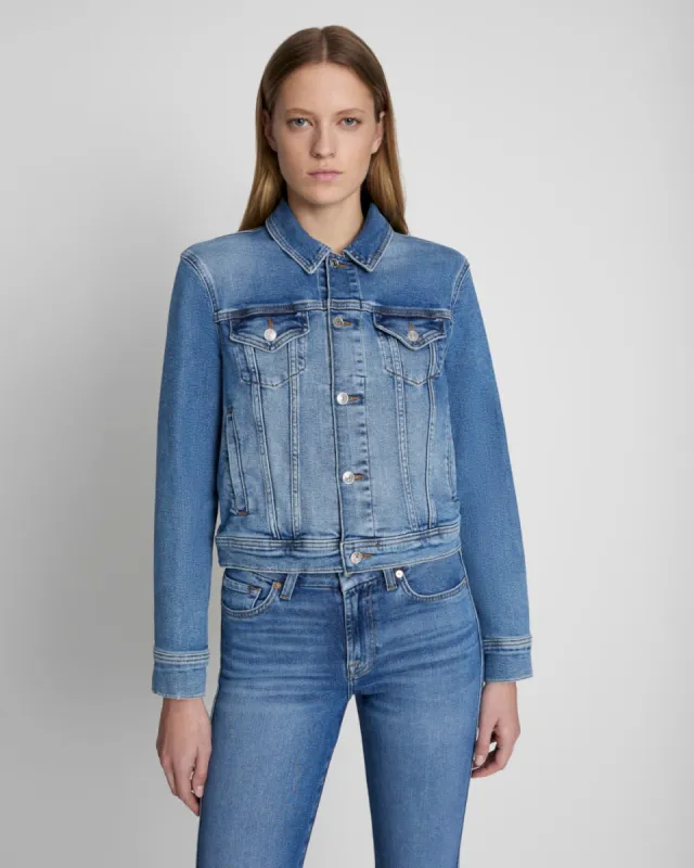 Classic Trucker Jacket in Lyme sold by 7 For All Mankind