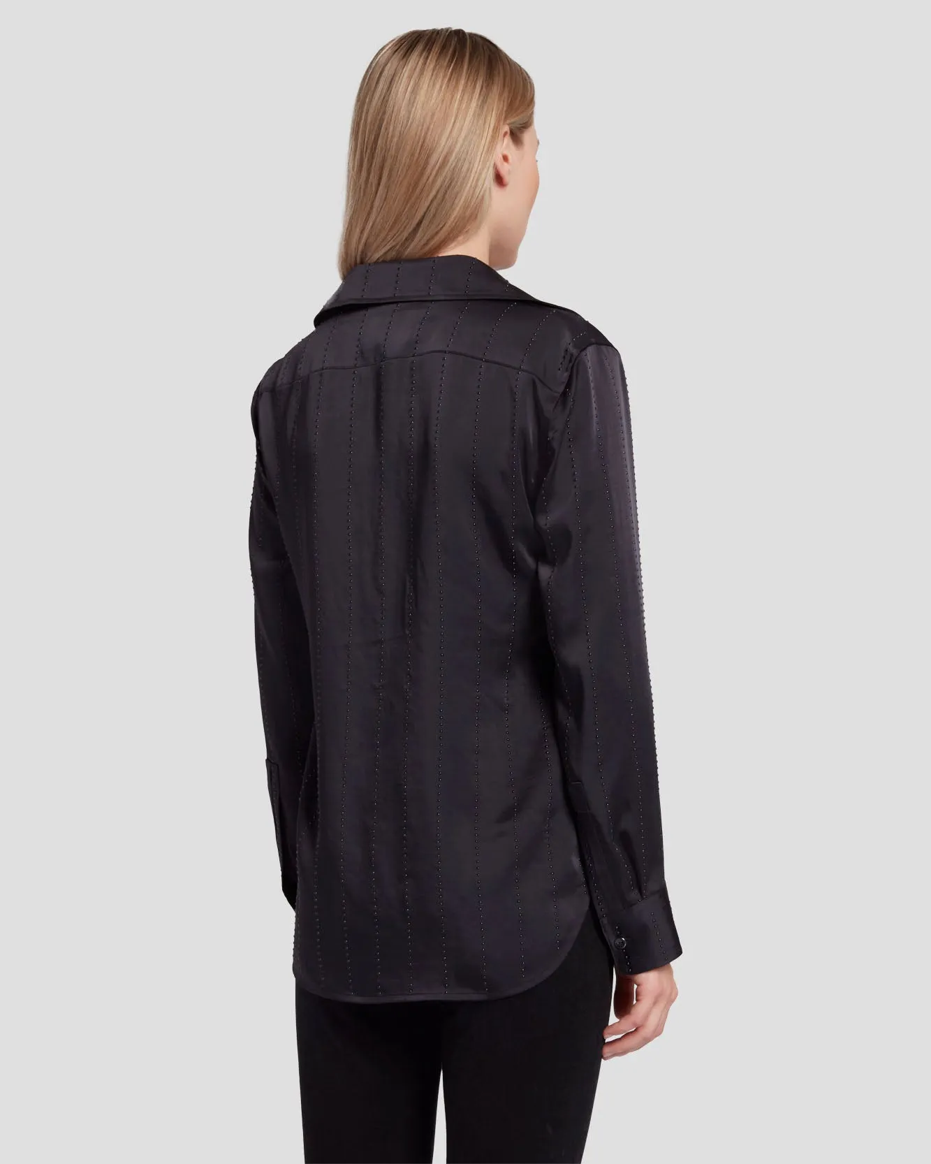 Embellished Satin Button-Up Shirt in Black sold by 7 For All Mankind product image thumbnail 4