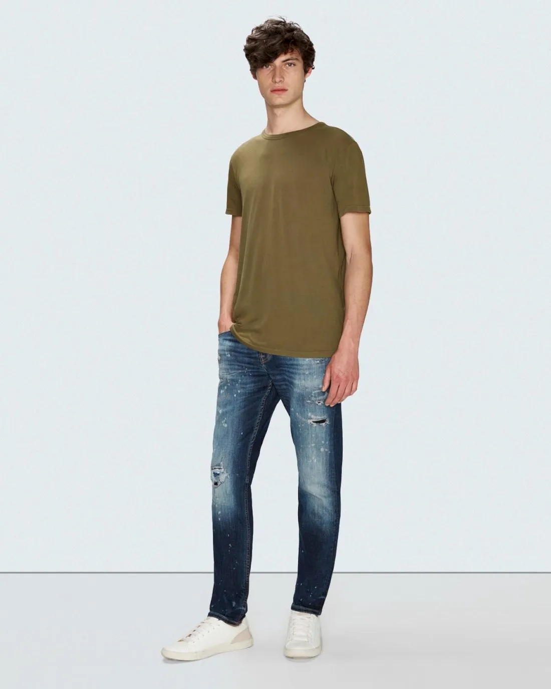 EarthKind Stretch Tek Slimmy Tapered in Downtown Indigo sold by 7 For All Mankind