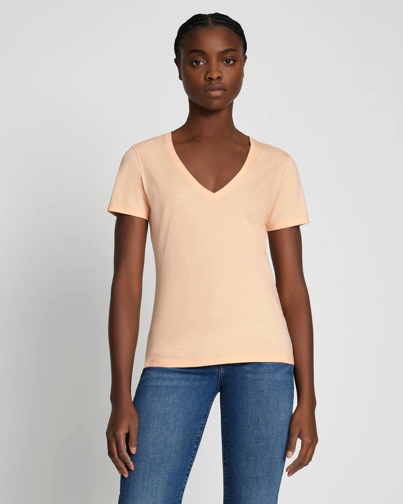 Pima Cotton Easy V-Neck Tee in Prairie Sunset sold by 7 For All Mankind